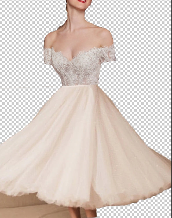 Custom Short Sleeve Off Shoulder Lace A-line Wedding Dress