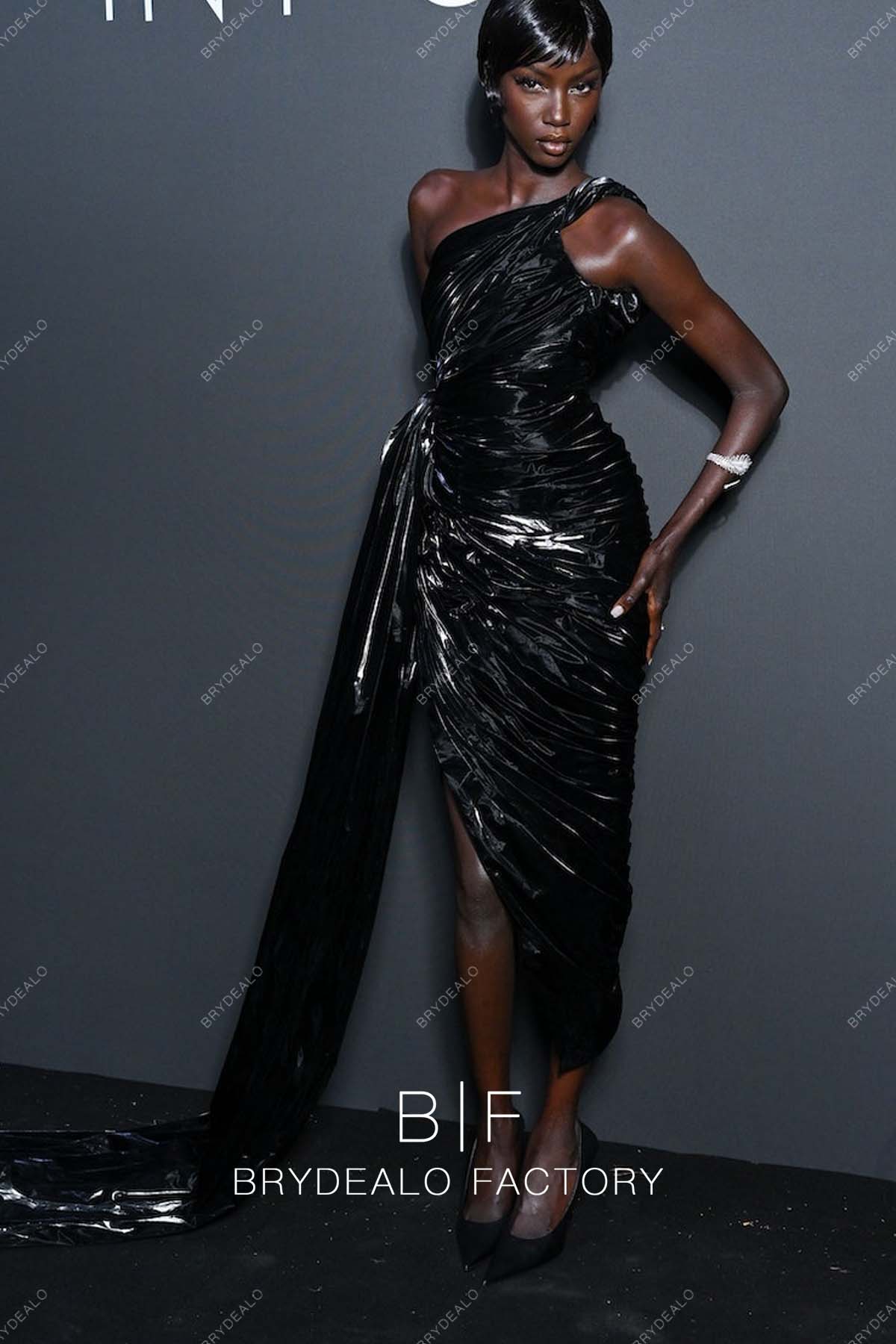 Anok Yai 2023 Cannes Film Festival Black One Shoulder Dress