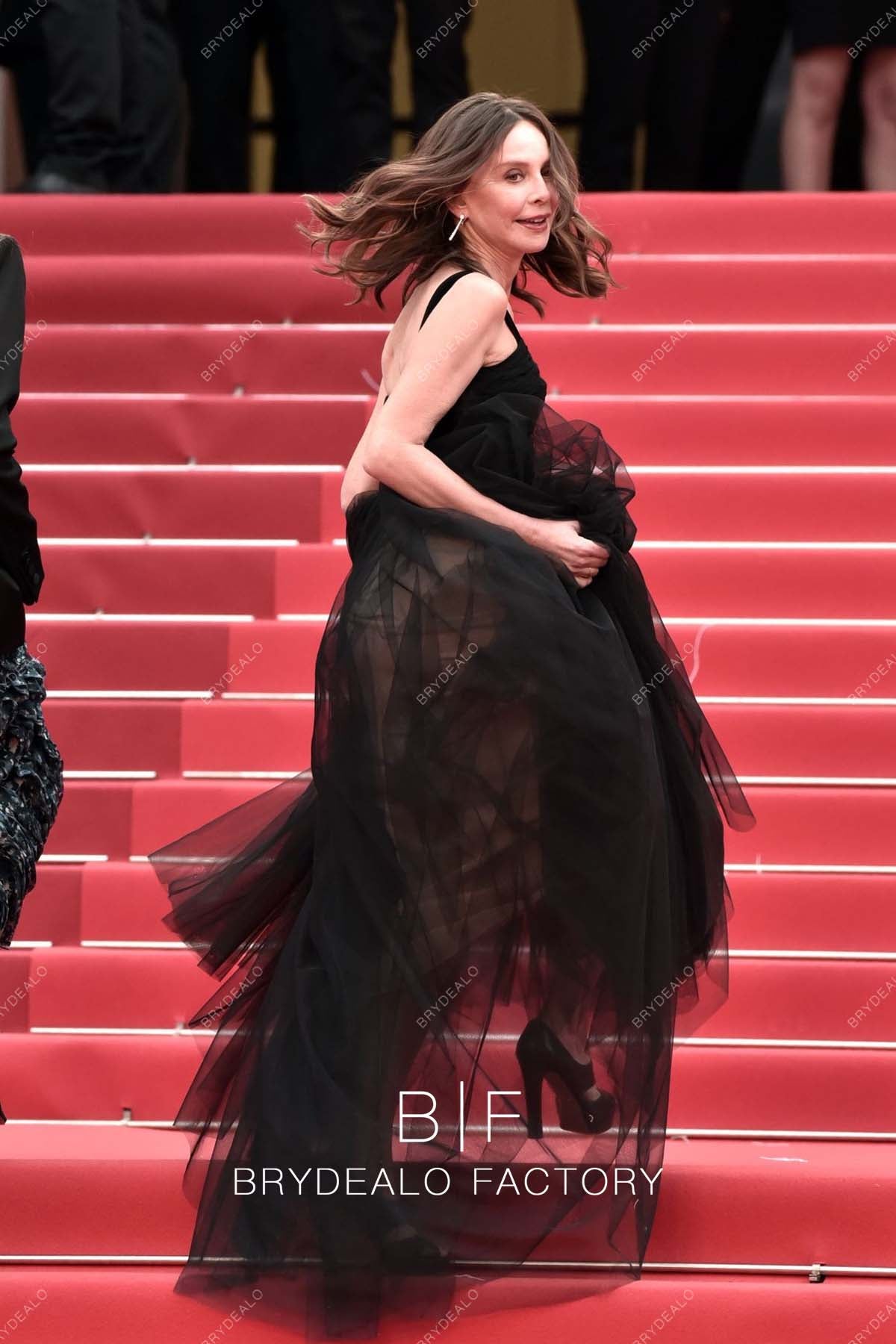 Calista Flockhart 2023 Cannes Film Festival Sleeveless Red Carpet Dress