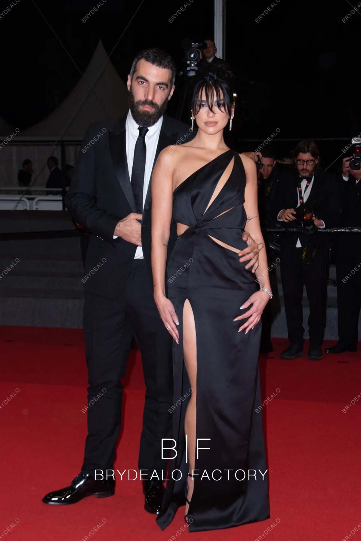 2023 Cannes Film Festival Dua Lipa Black Satin Red Carpet Dress