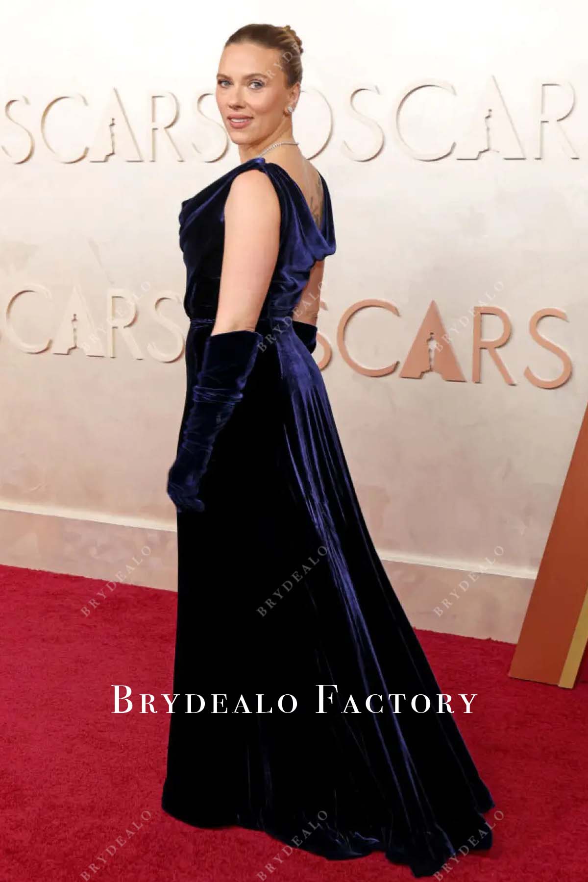 2025 Oscars red carpet Scarlett Johansson cowl back dress
