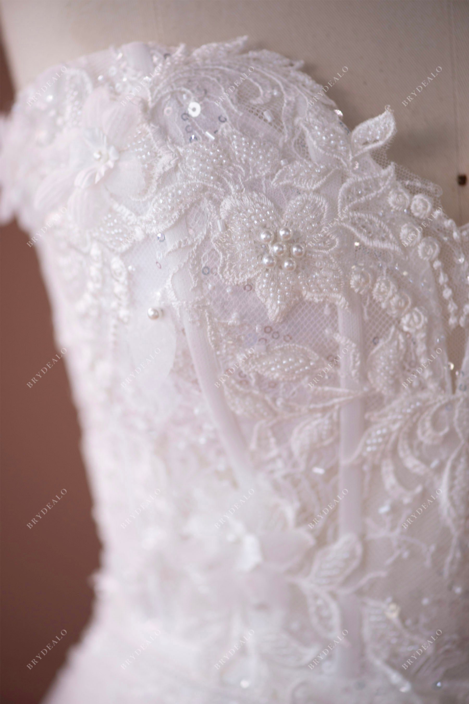 3D flowers lace designer corset wedding dress