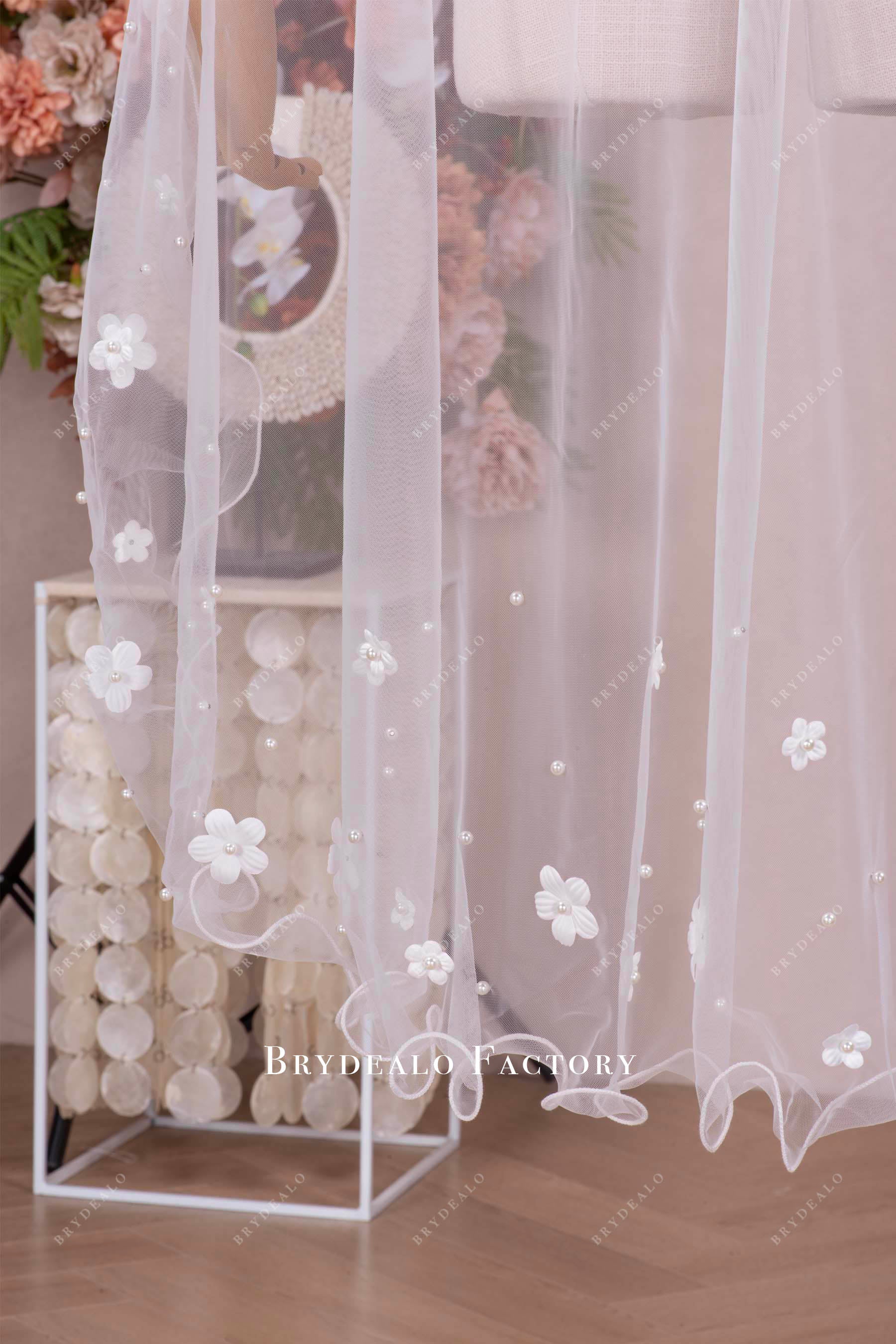 3d flowers bridal veil