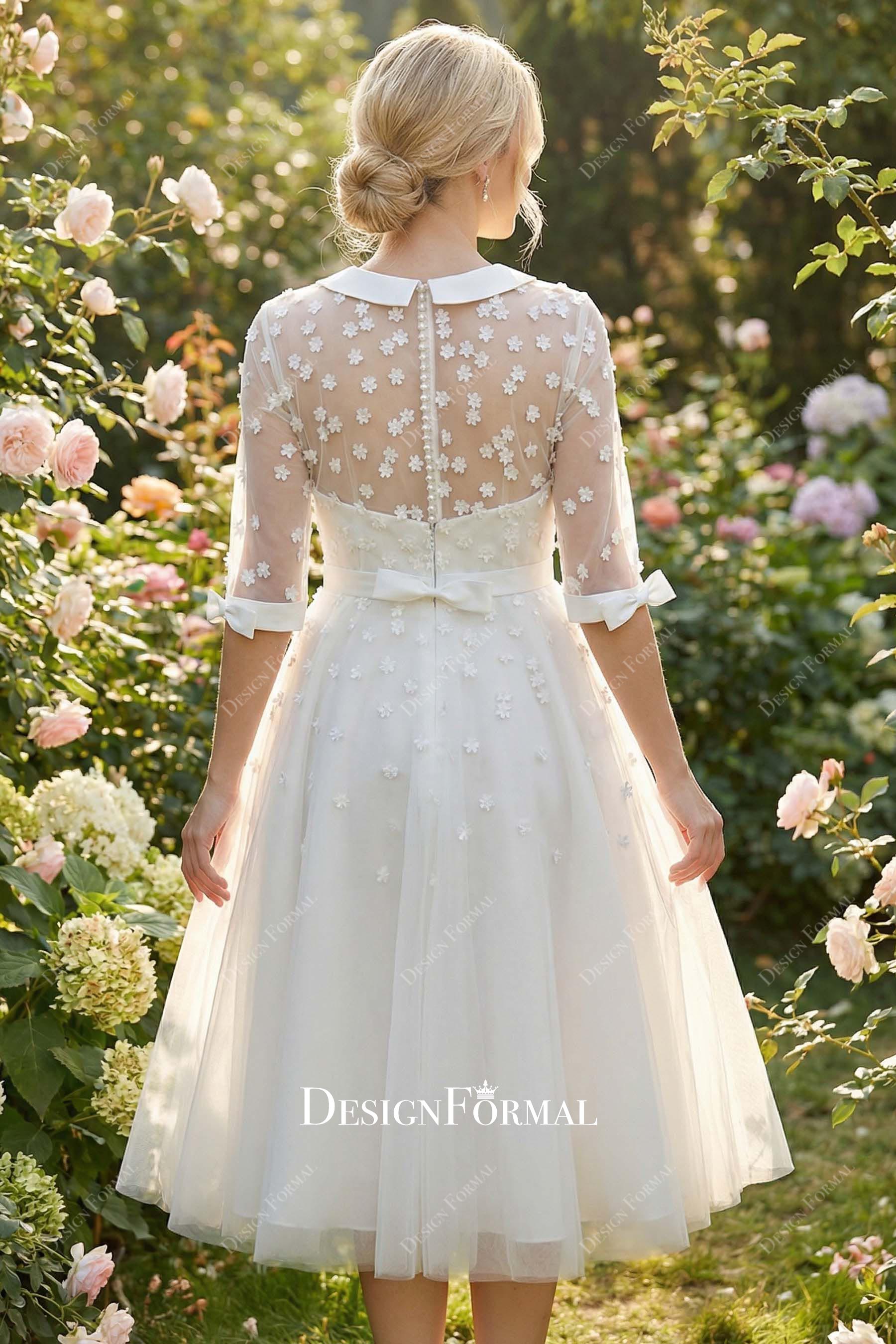 3d lace illusion back bridal dress