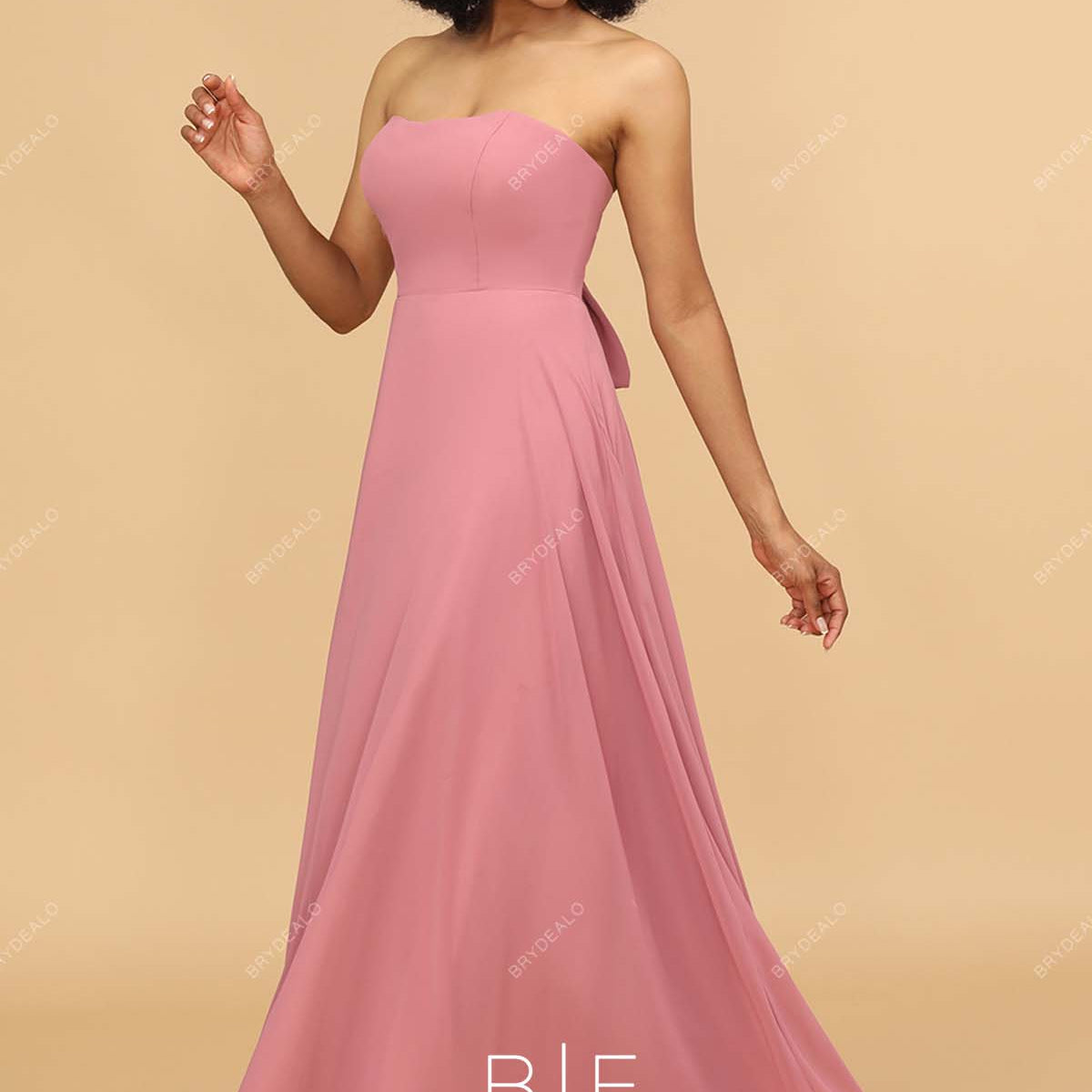 watermelon chiffon bridesmaid dress Duntery One Shoulder Chiffon Bridesmaid Dress
