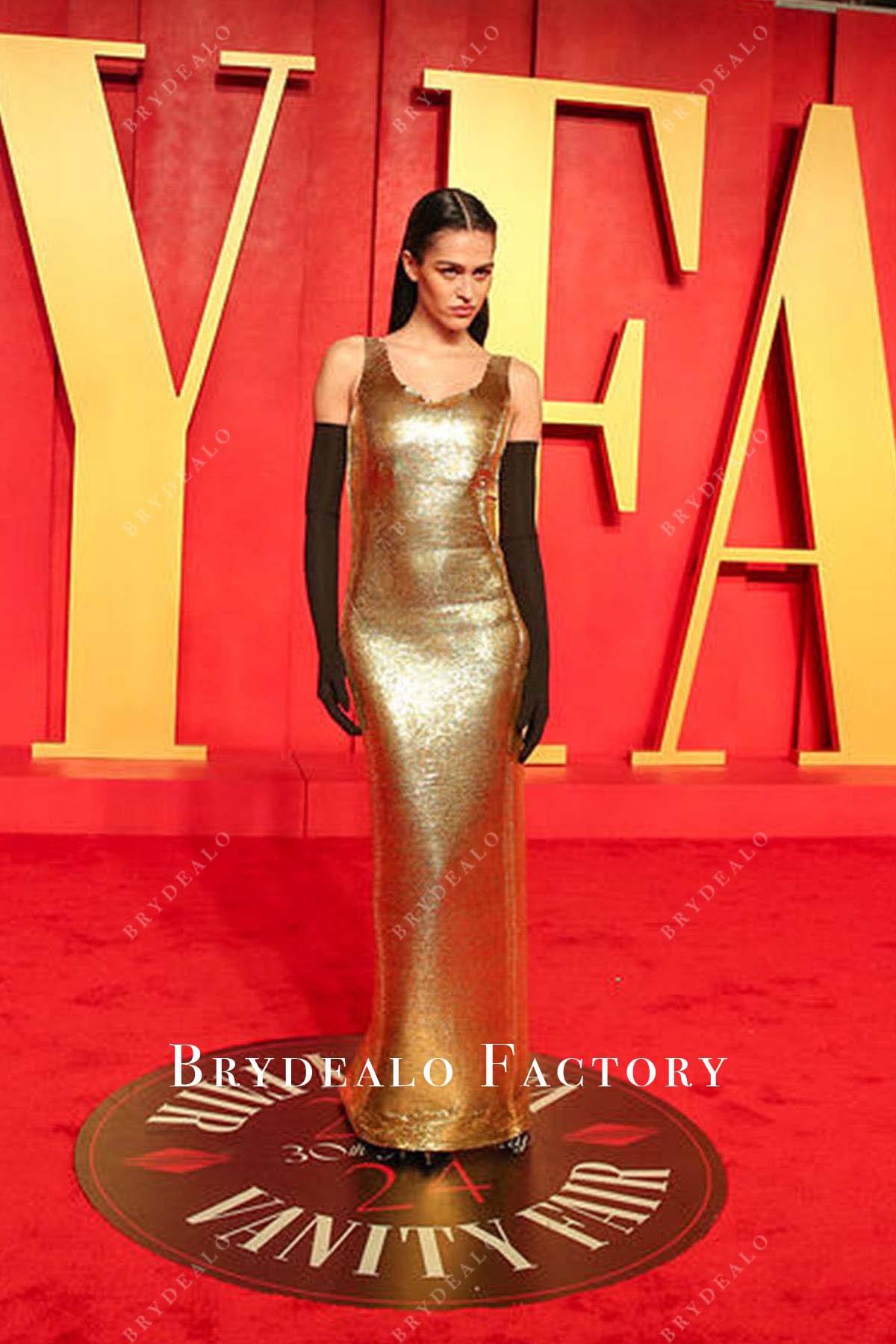 Amelia Gray column 2024 Oscars After Party dress