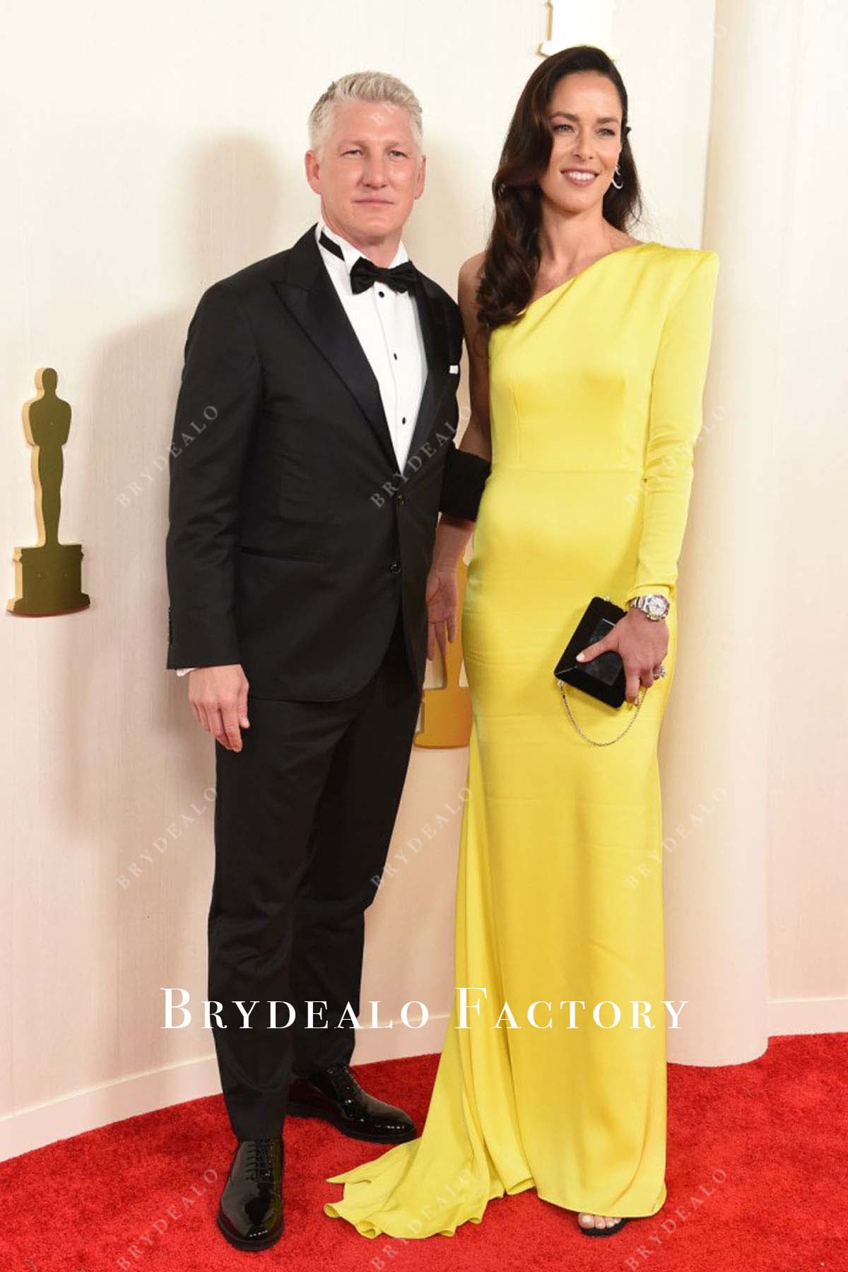 Brydealo Factory ANA Ivanovic 2024 Oscars Yellow One Sleeve Dress