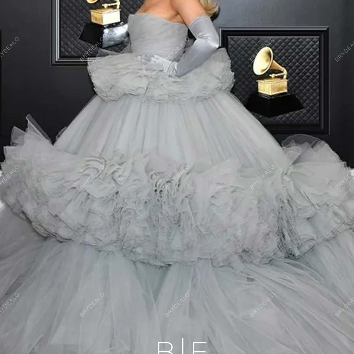 Ariana Grande Grey Celebrity Ball Gown Prom Red Carpet Dress Grammys Ariana Grande Grey Celebrity Ball Gown Prom Red Carpet Dress Grammys