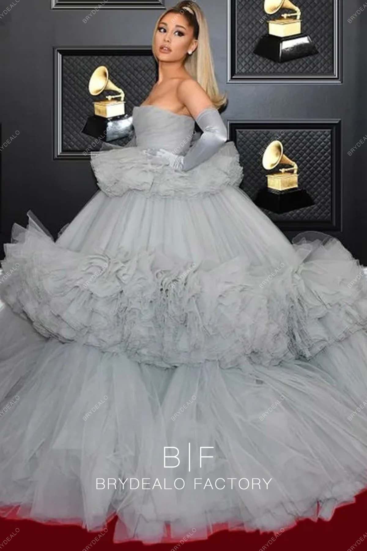 Ariana Grande Cinderella Grammys 2020 Grey Celebrity Dress