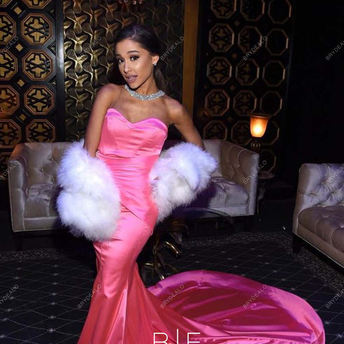 Ariana Grande Hot Pink Strapless Simple Evening Prom Dress MTV Movie Awards