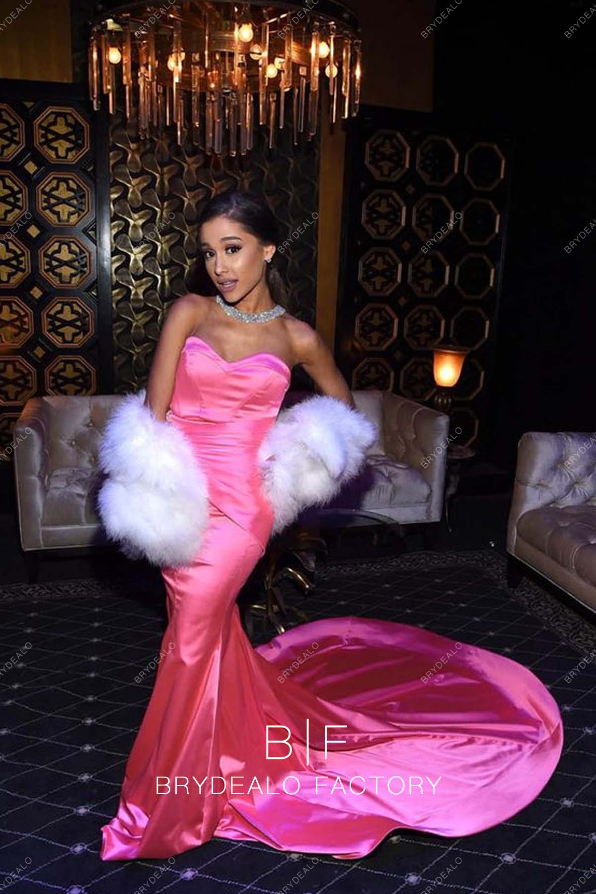 Ariana Grande Hot Pink Evening Dress MTV Movie Awards 2016
