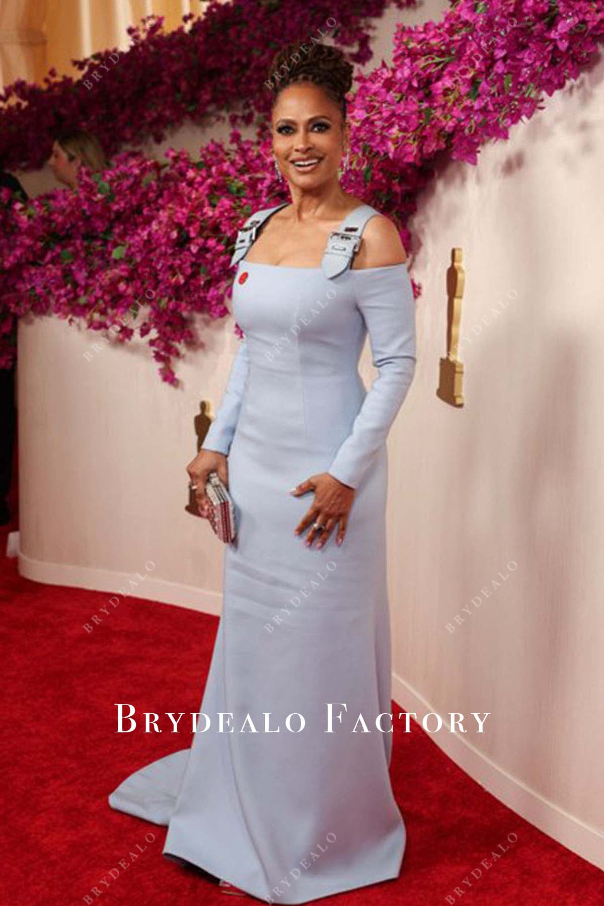 Ava DuVernay 2024 Oscars Cold Shoulder Blue Red Carpet Dress