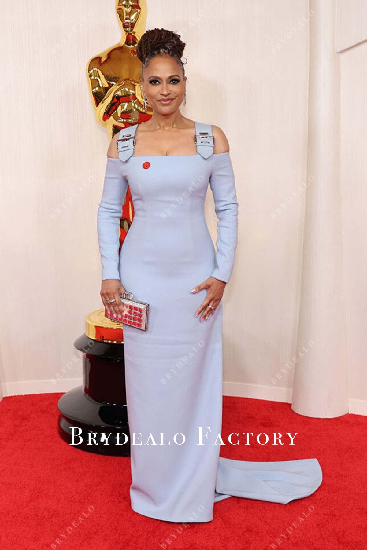 Ava DuVernay 2024 Oscars Cold Shoulder Blue Red Carpet Dress