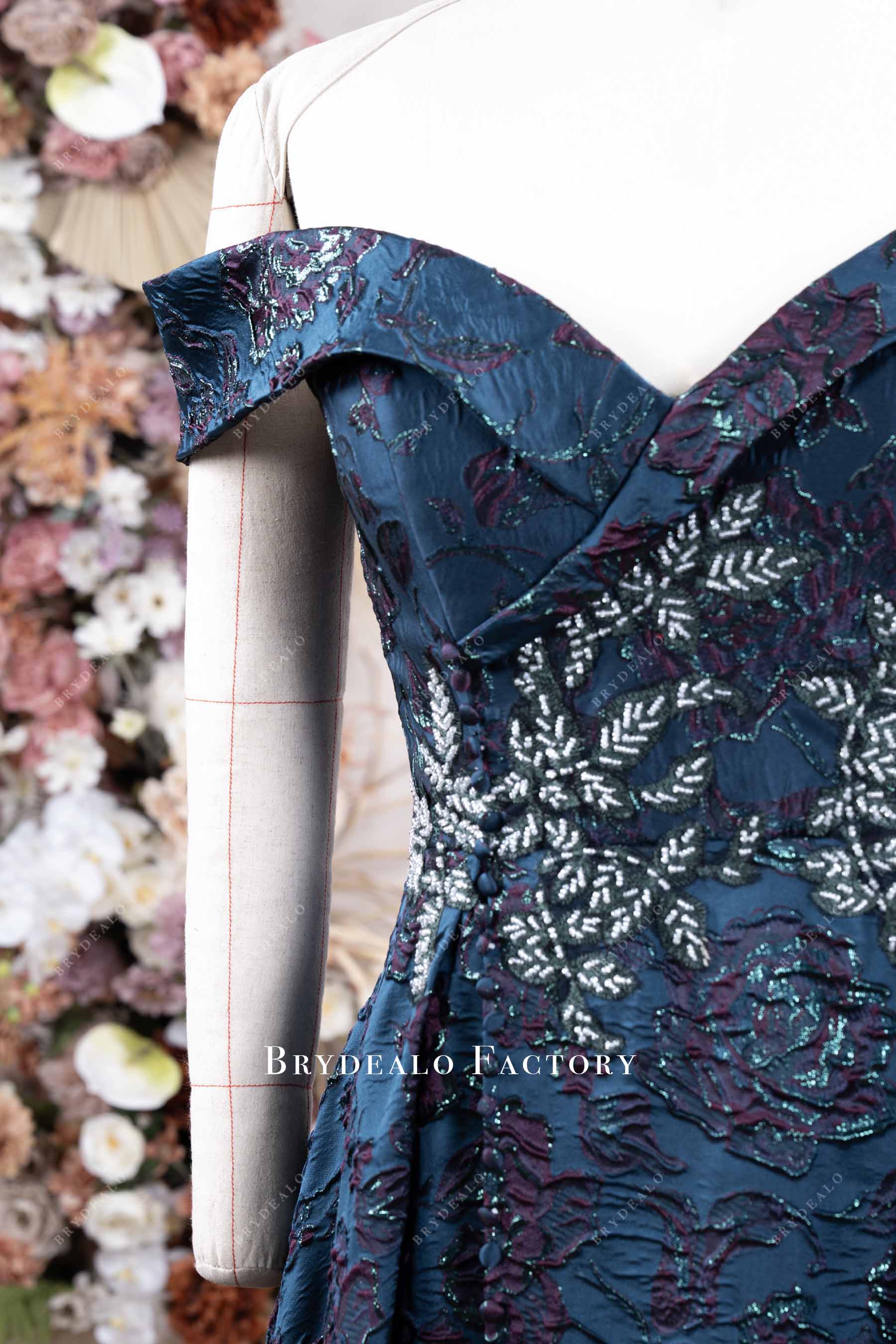 beaded jacquard prom dress