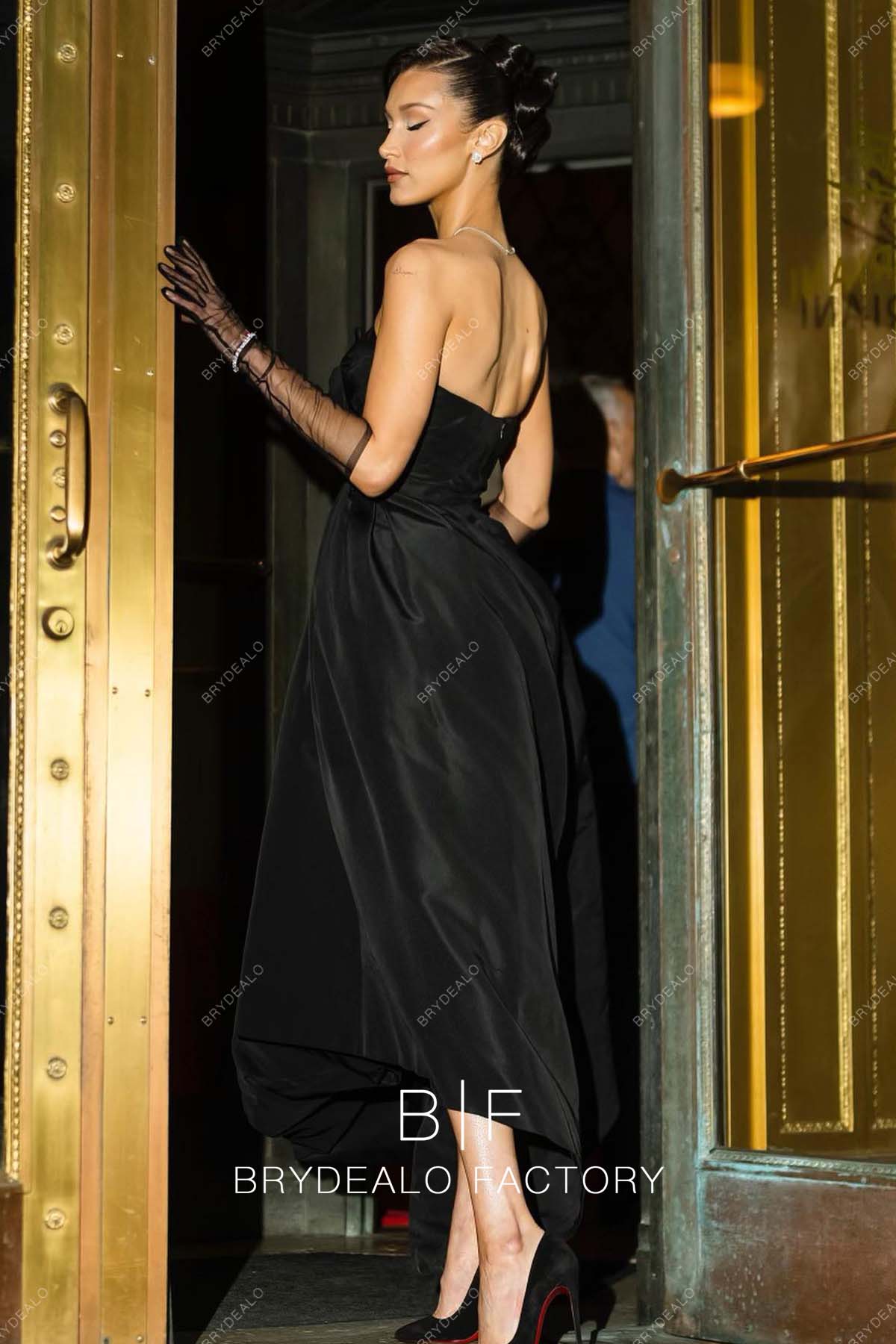 Bella Hadid Vintage Black Open Back High-low 1950s Dress