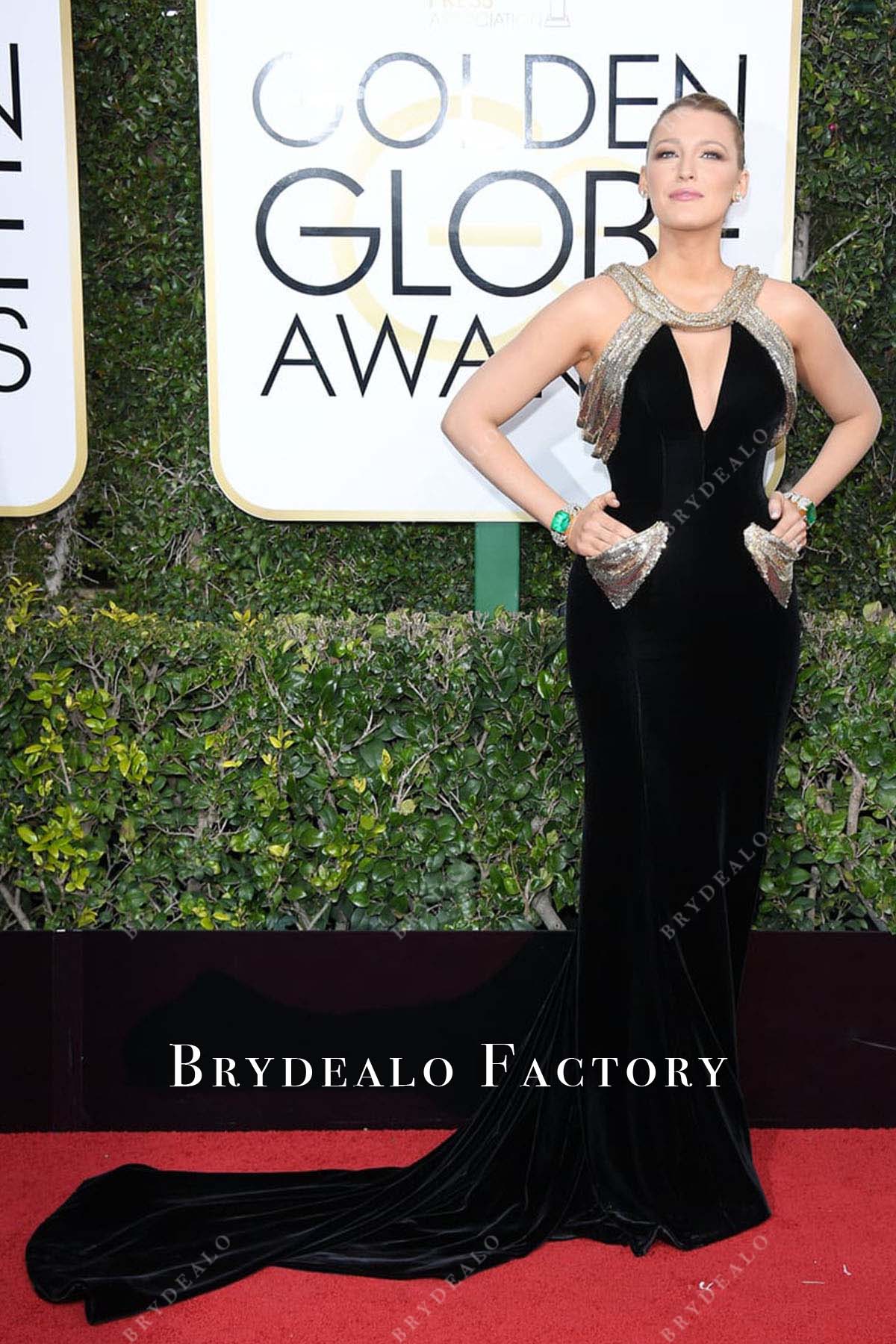 Blake Lively velvet dress 2017 Golden Globes