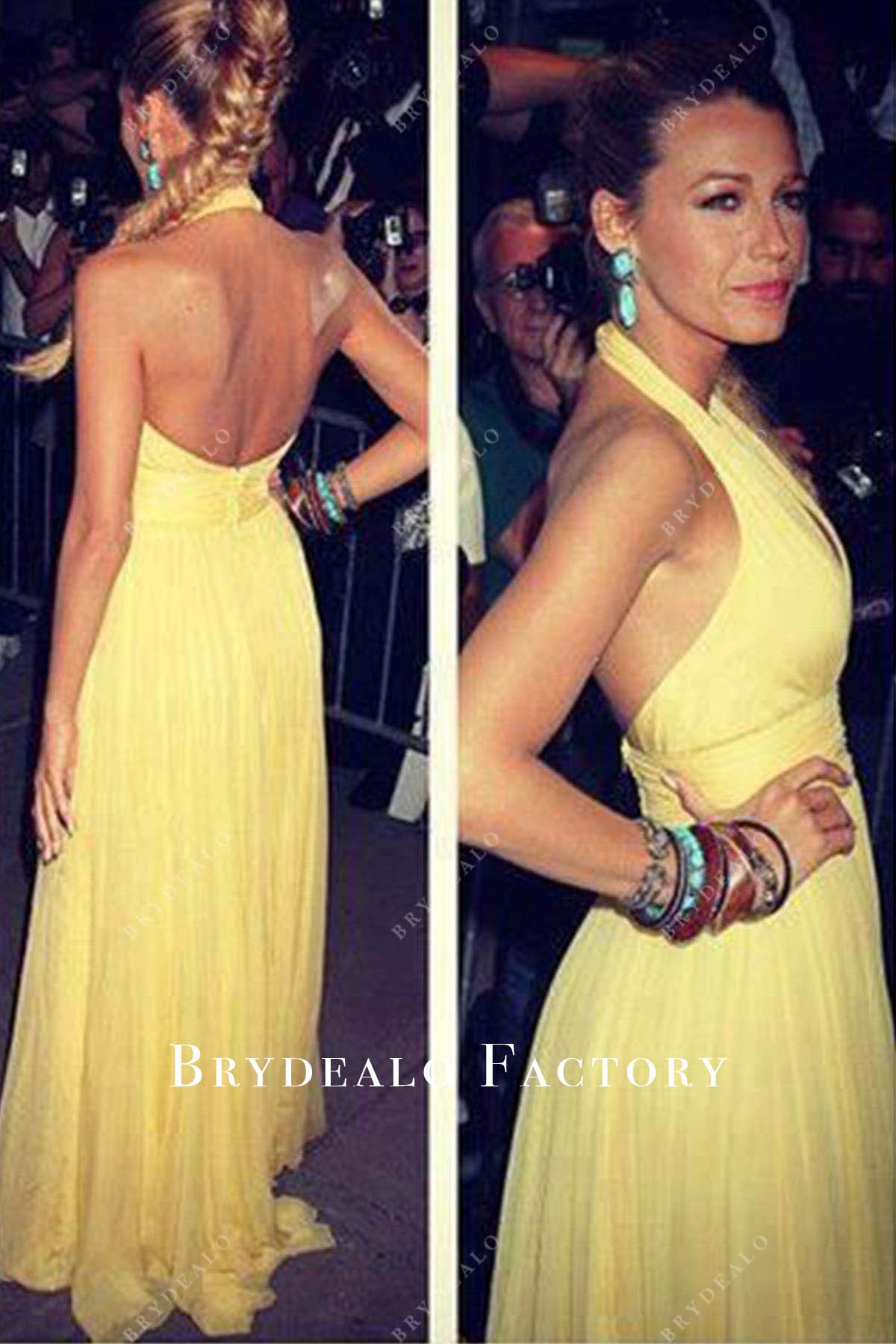 Blake Lively Daffodil Chiffon New York Savages Premiere 2012 Dress