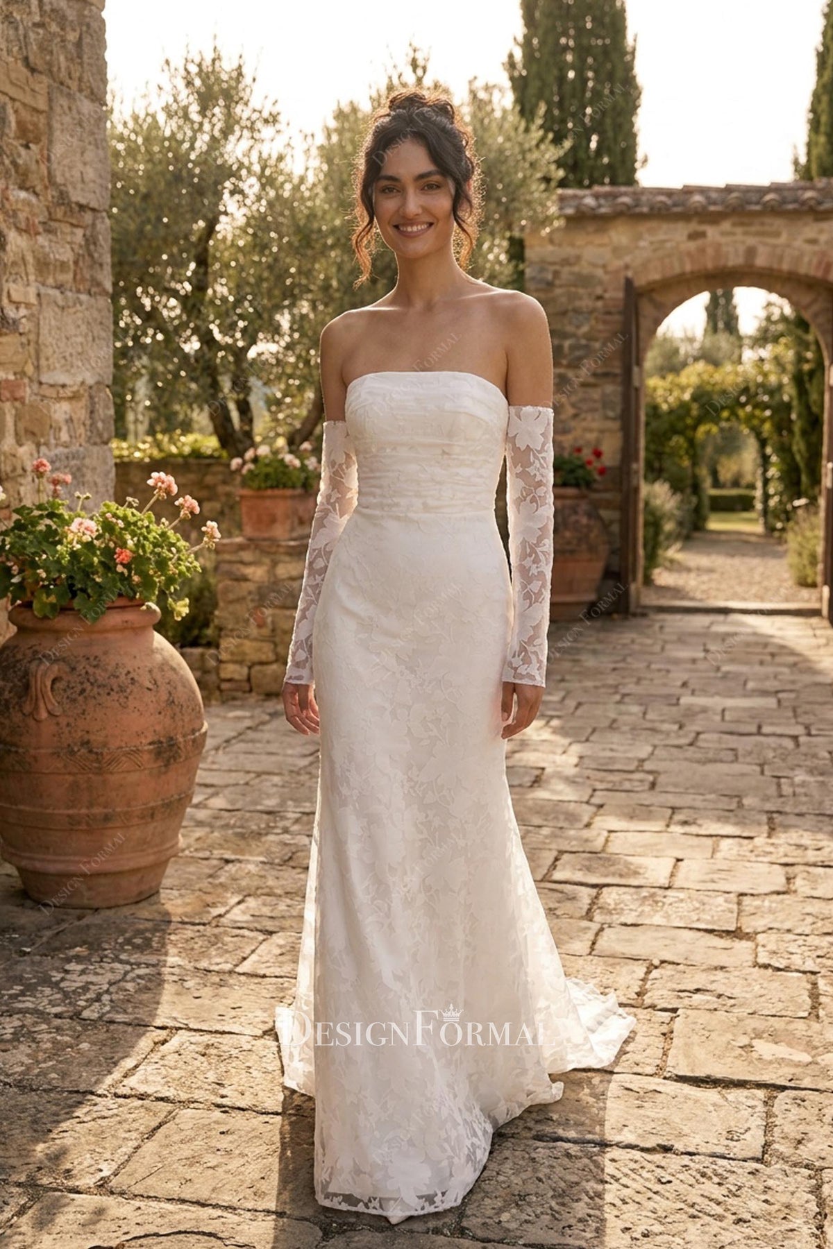 burnout velvet off shoulder wedding dress