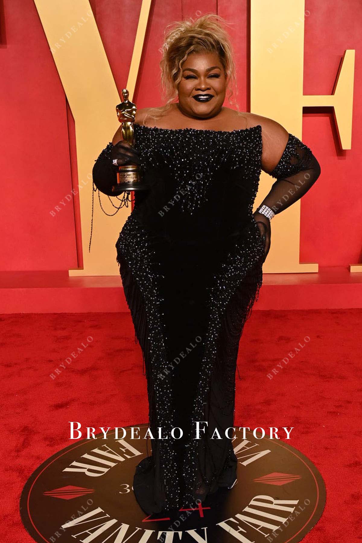 Da'Vine Joy Randolph Black Plus Size 2024 Oscars After Party Dress