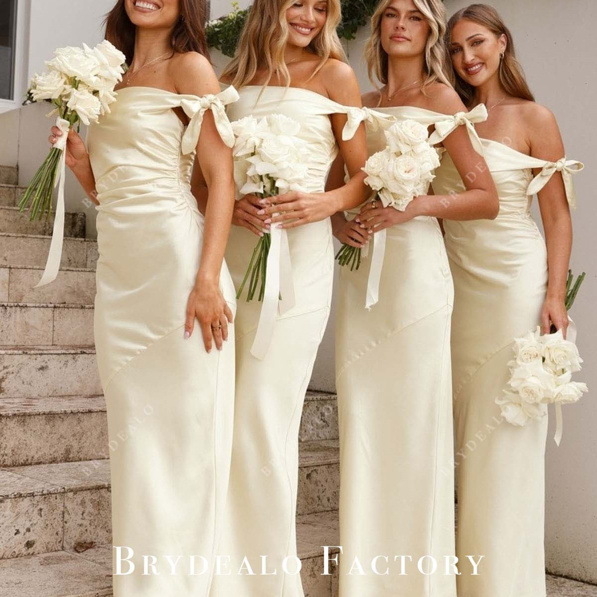 Daffodil Off Shoulder Sheath Ankle Length Bridesmaid Dress Daffodil Off Shoulder Sheath Ankle Length Bridesmaid Dress