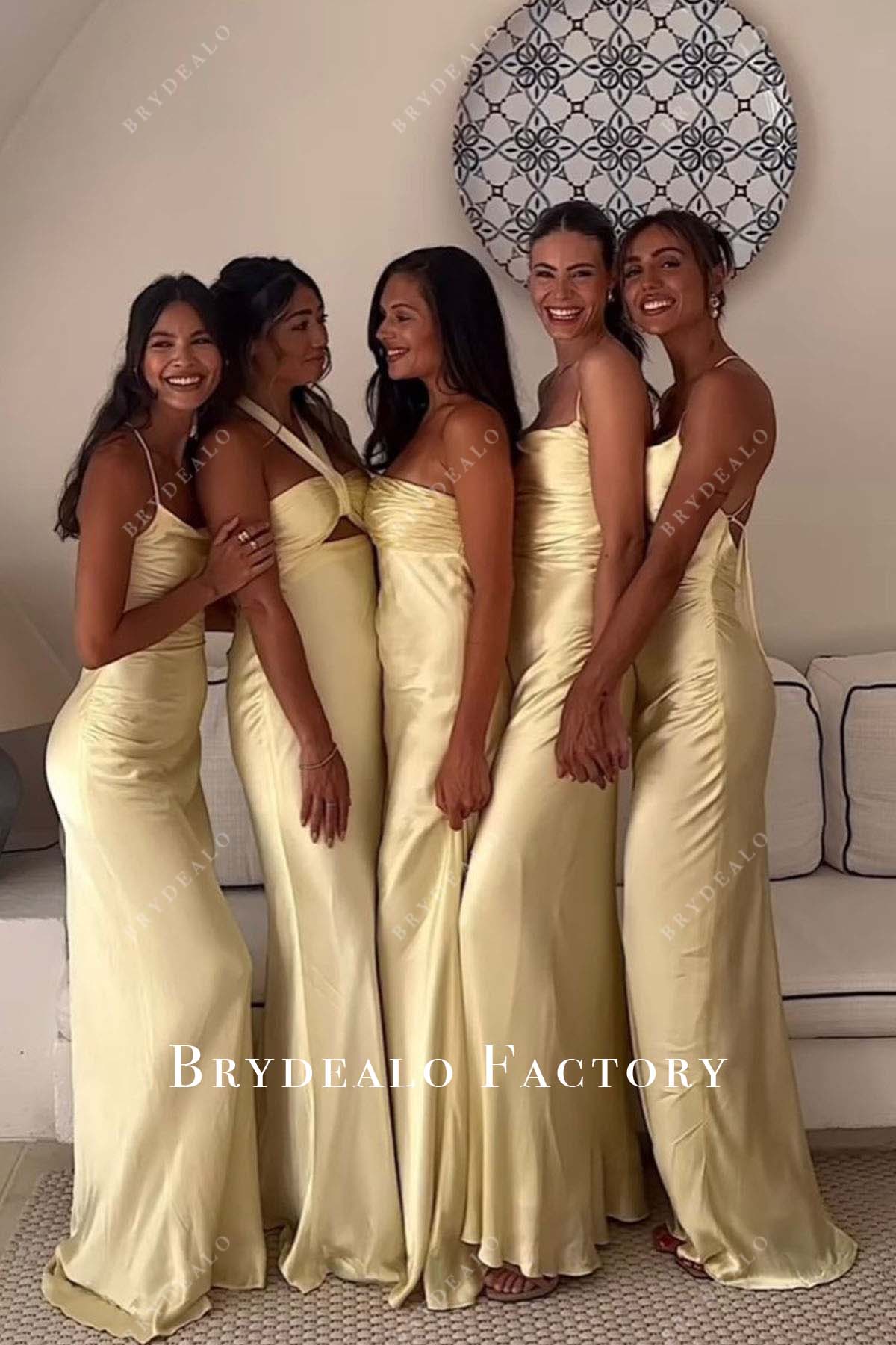 daffodil satin bridesmaid dresses