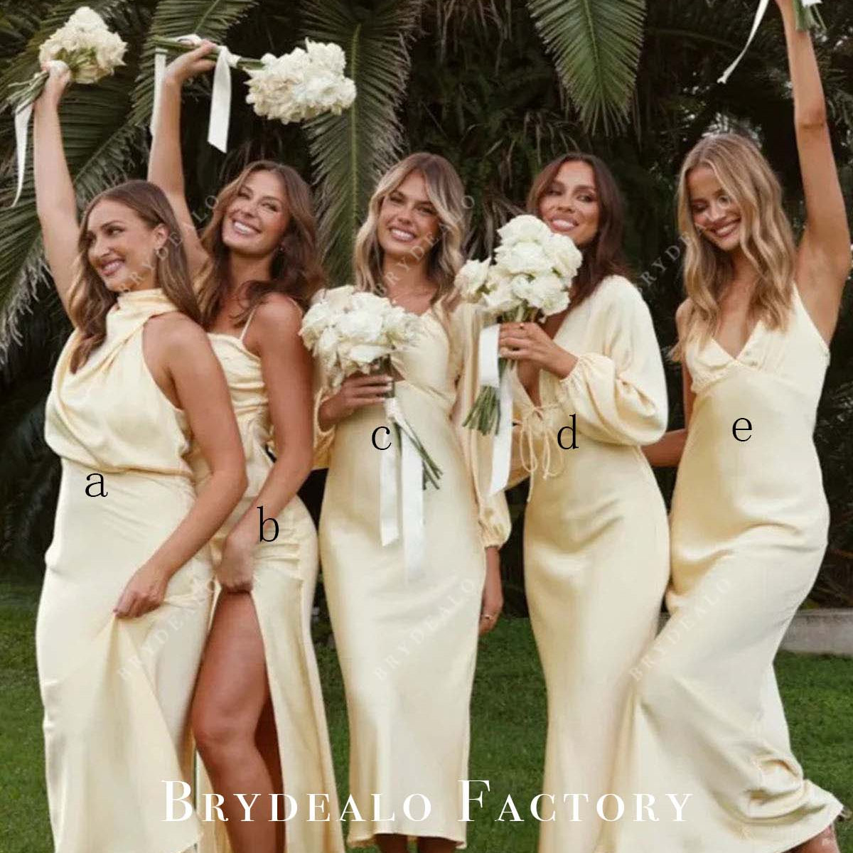 Daffodil Fit and Flare Ankle-Length Mismatched Bridesmaid Dresses, Dress B