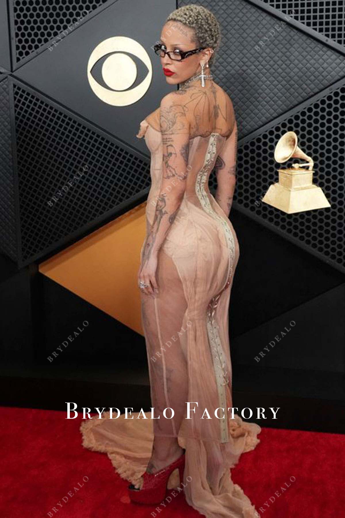 Doja Cat long train dress Red Carpet Grammys  2024