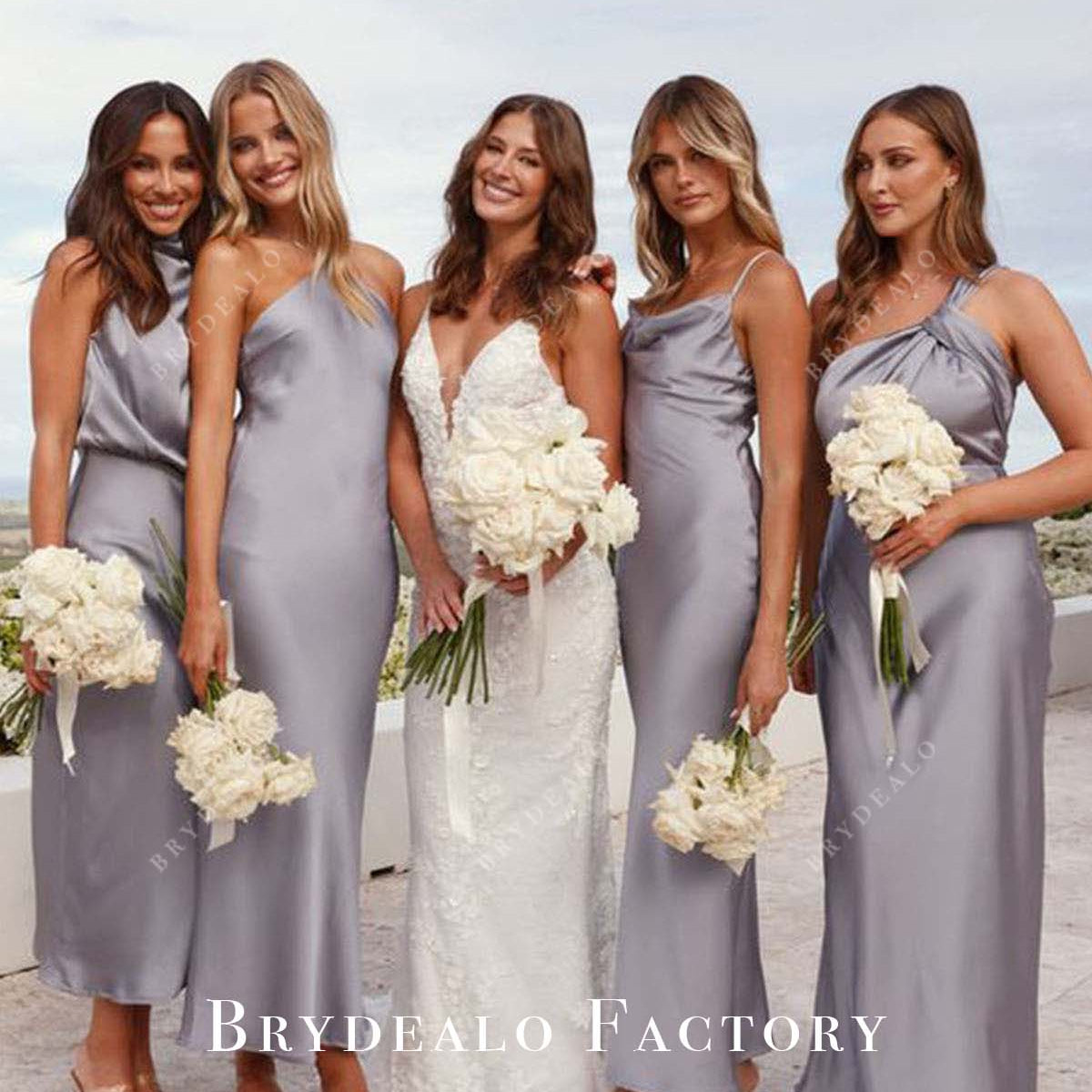 dusty grey bridesmaid dresses Silver Bridesmaid Dress Matte Satin Size 2X