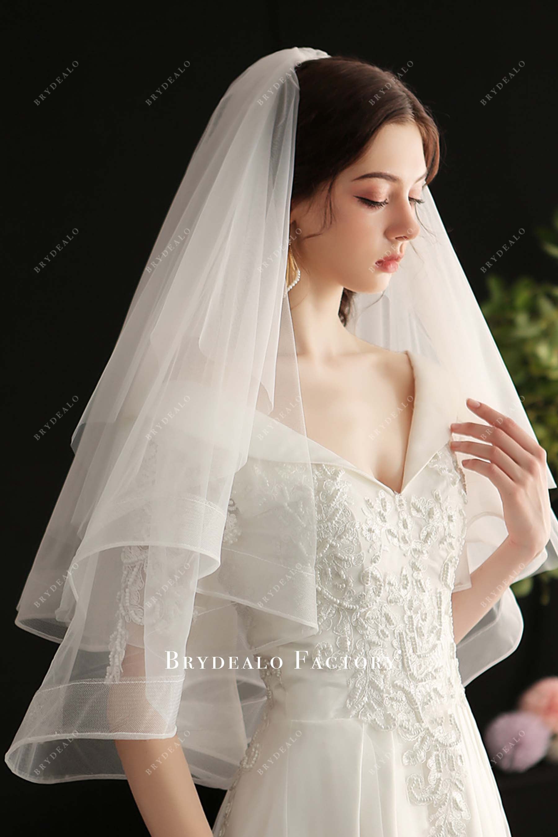 elbow length tulle bridal veil