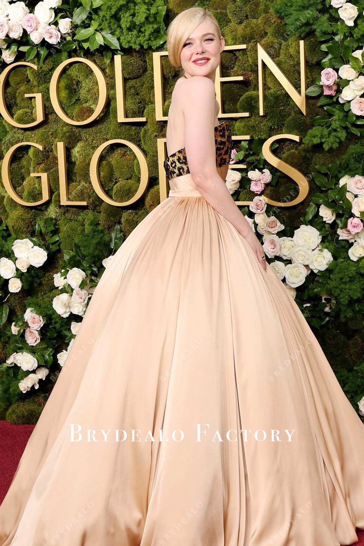 Elle Fanning backless 2025 Golden Globes red carpet dress