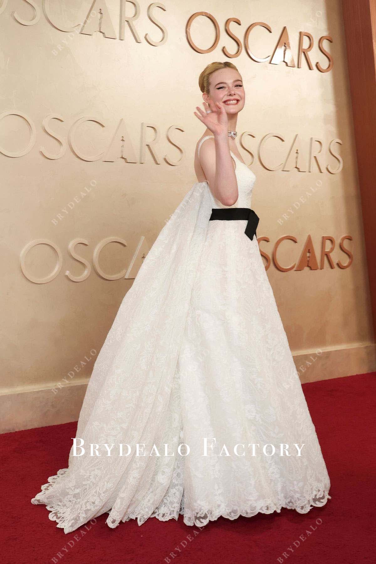 Elle Fanning black bowknot 2025 Oscars red carpet dress
