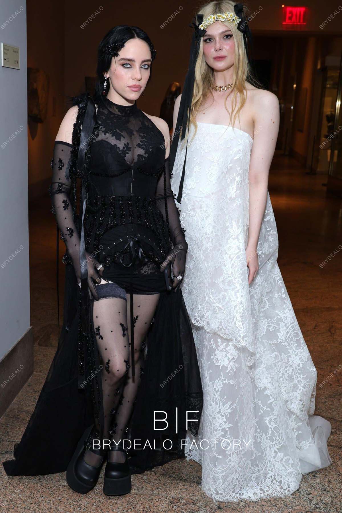 Strapless Elle Fanning Met Gala 2023 Lace Tiered Ball Gown