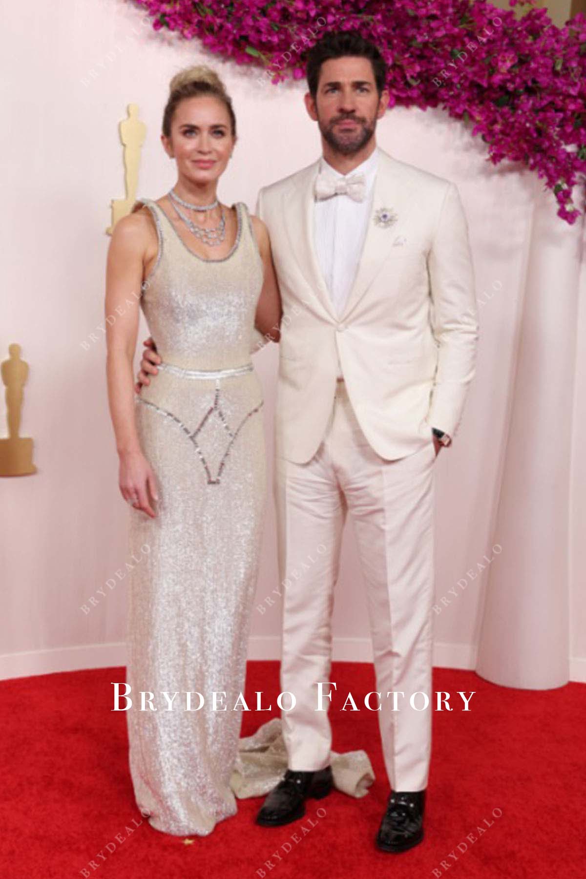 2024 Oscars Red Carpet Emily Blunt sleeveless dress