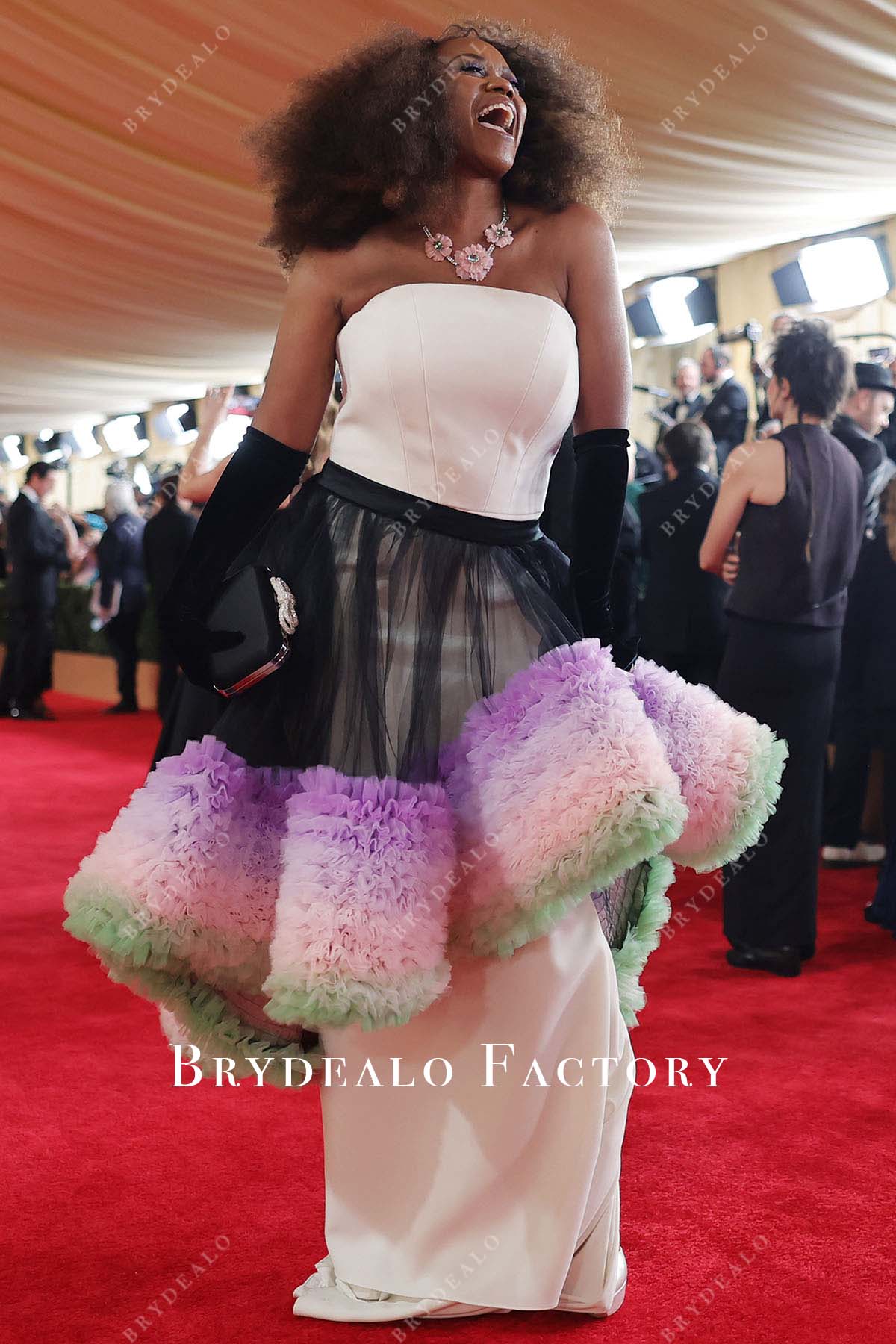 Erika Alexander ruffed dress 2024 Oscars Red Carpet