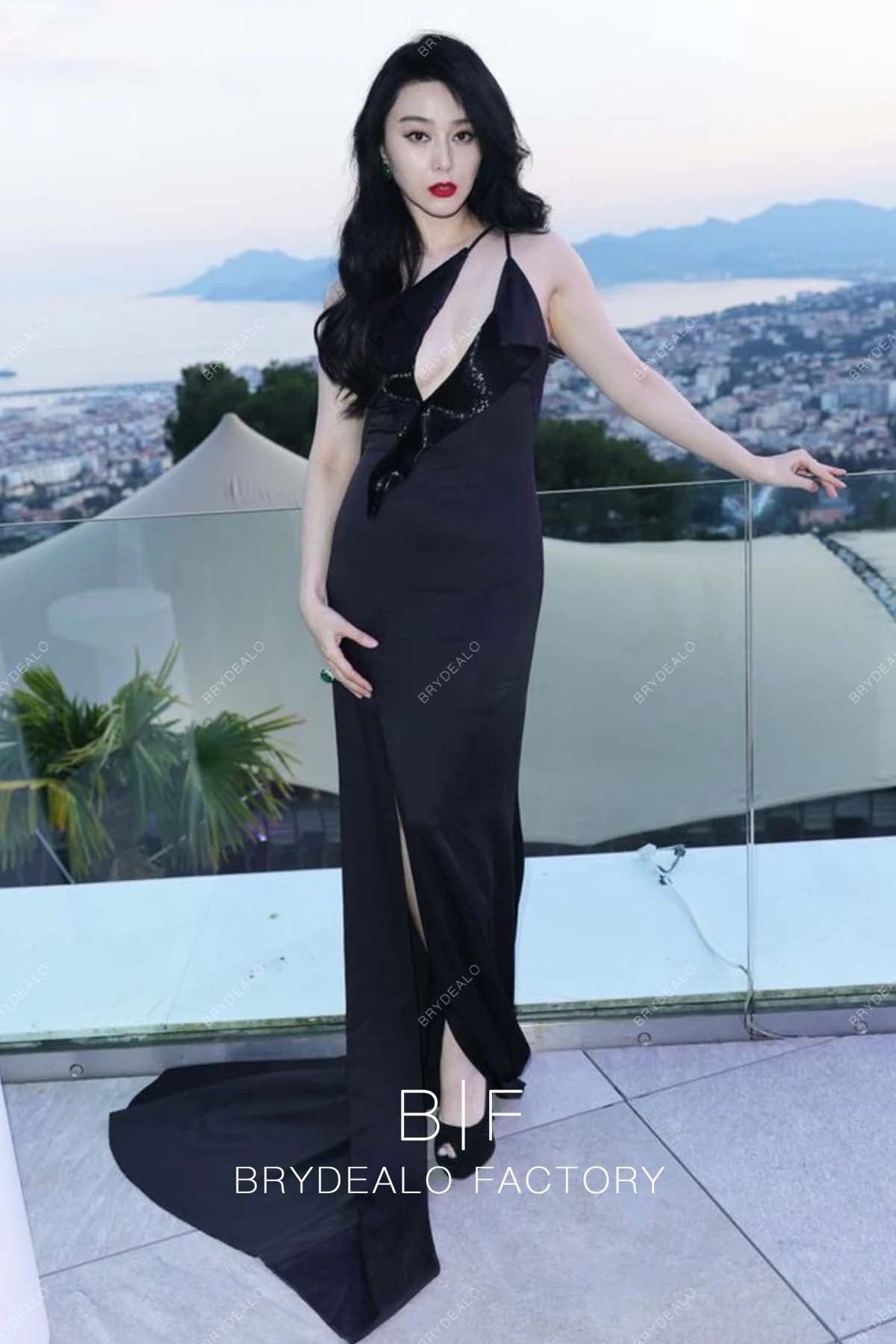 sexy keyhole black sequin satin slit long celebrity dress