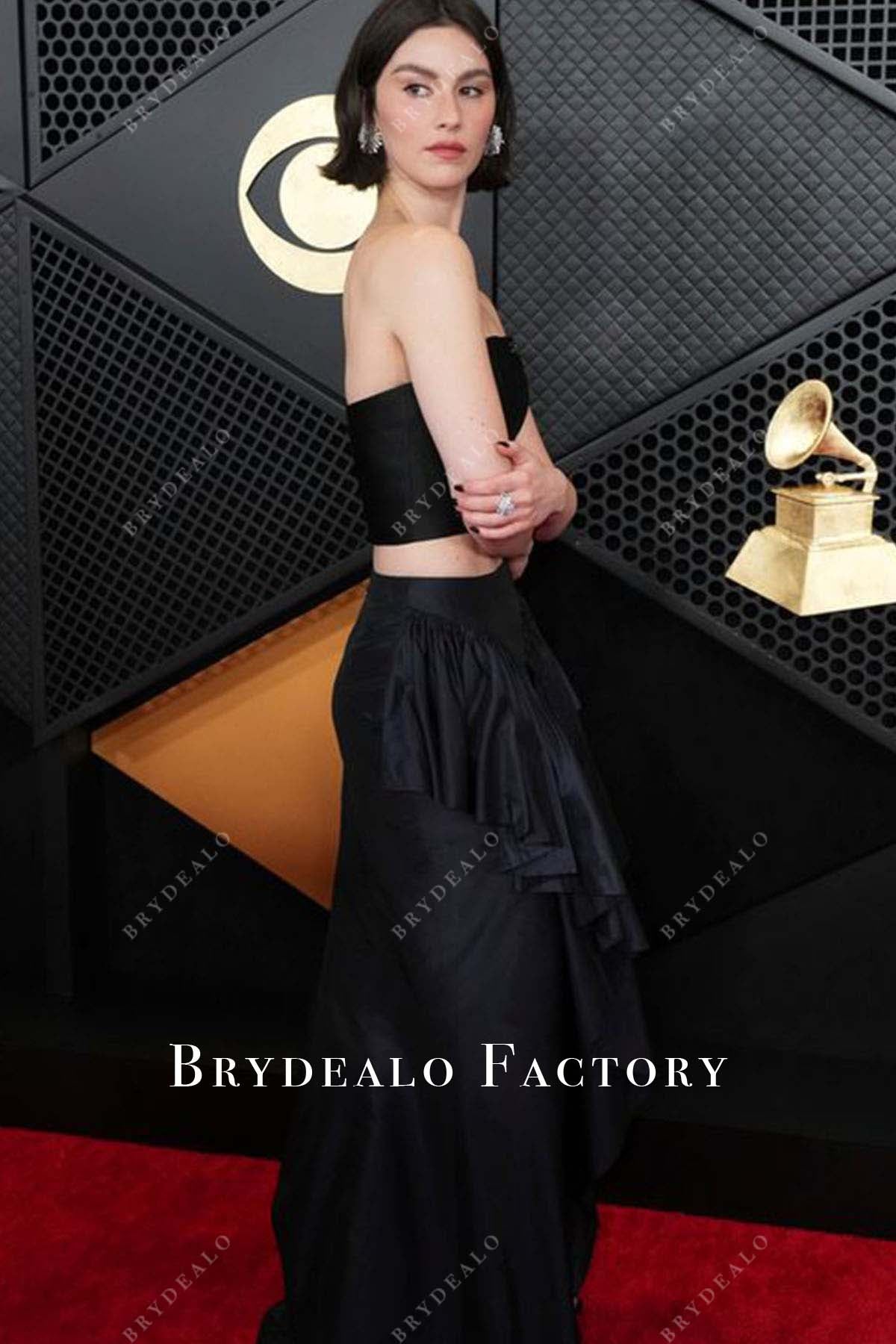 Gracie Abrams Two Piece 2024 Grammys Red Carpet Black Navy Dress