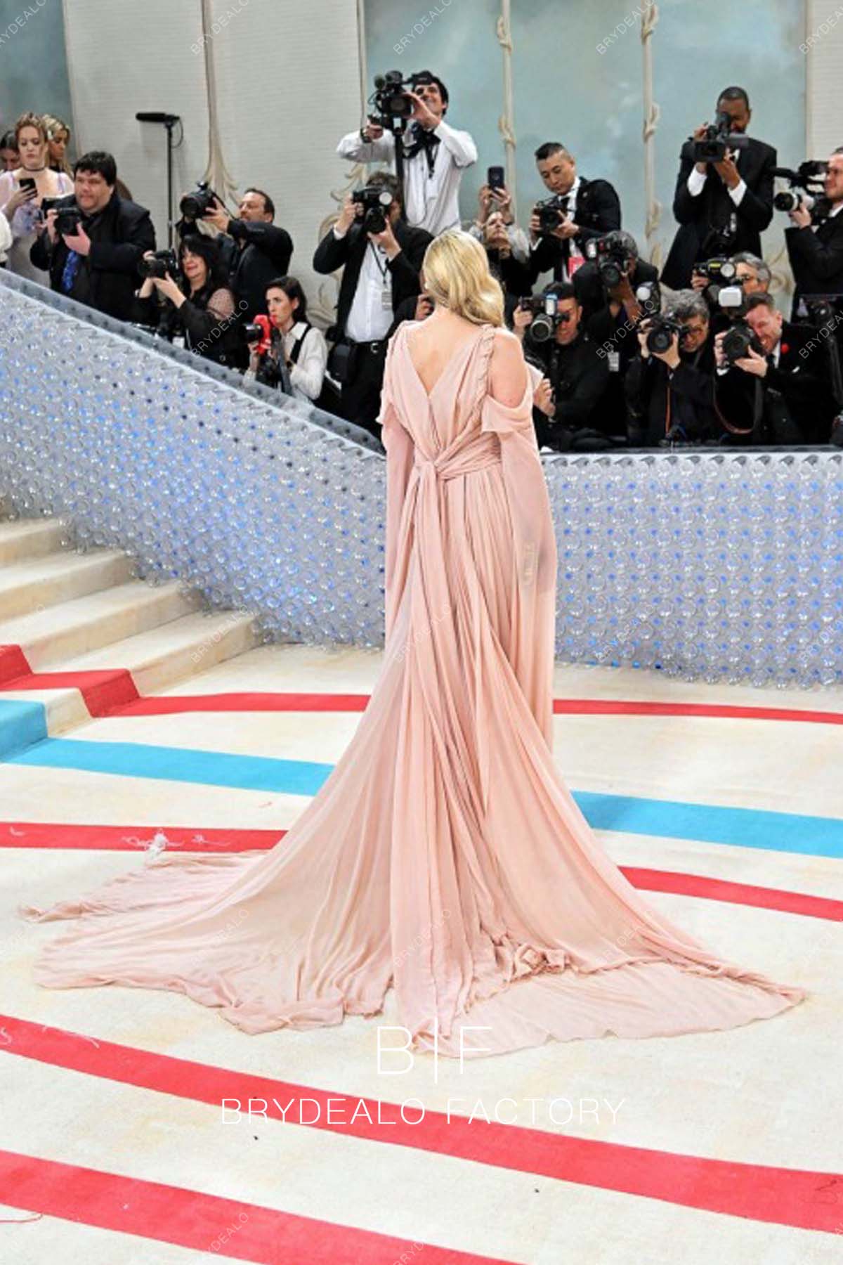 Pearl Pink Chiffon Gwendoline Christie 2023 Met Gala Dress