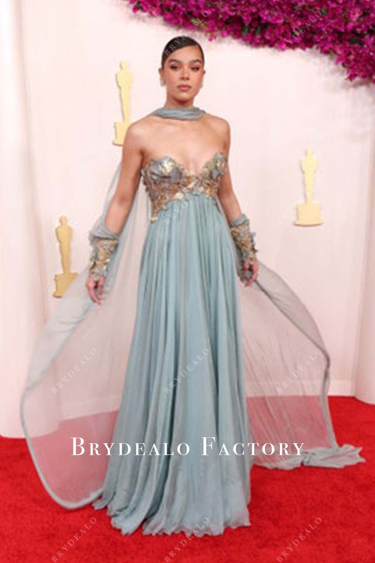 2024 Oscars Red Carpet Hailee Steinfeld strapless dress