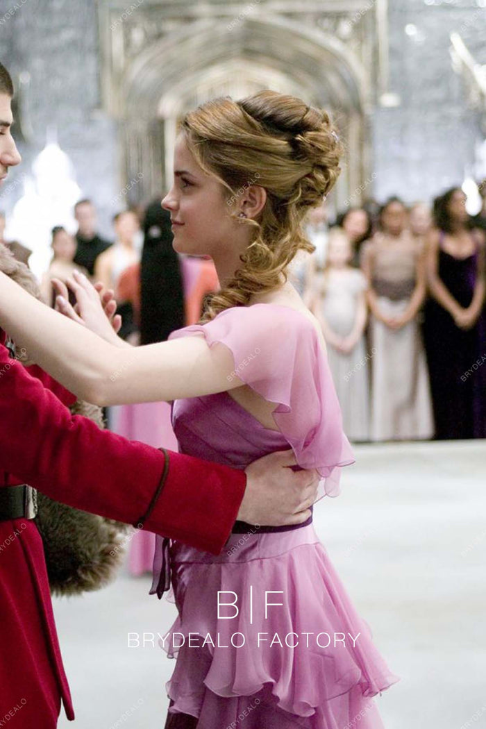 Hermione Granger Yule Ball Pink Ruffled A-line Party Dress Harry Potte