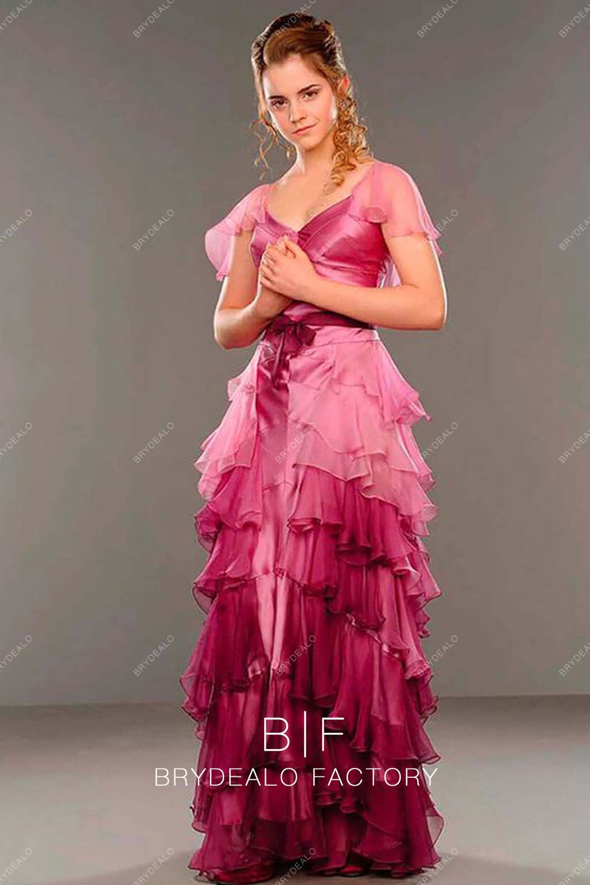 Hermione Granger Yule Ball Pink Ruffled A-line Dress