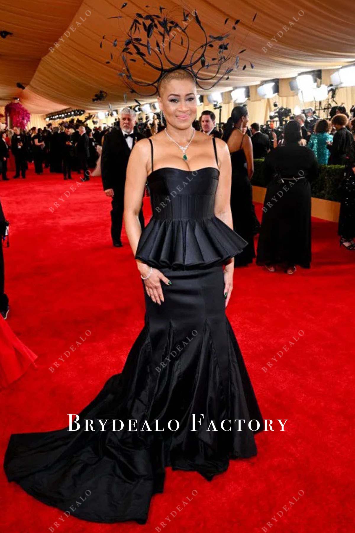 Jacqueline Stewart 2024 Oscars Black Mermaid Red Carpet Dress