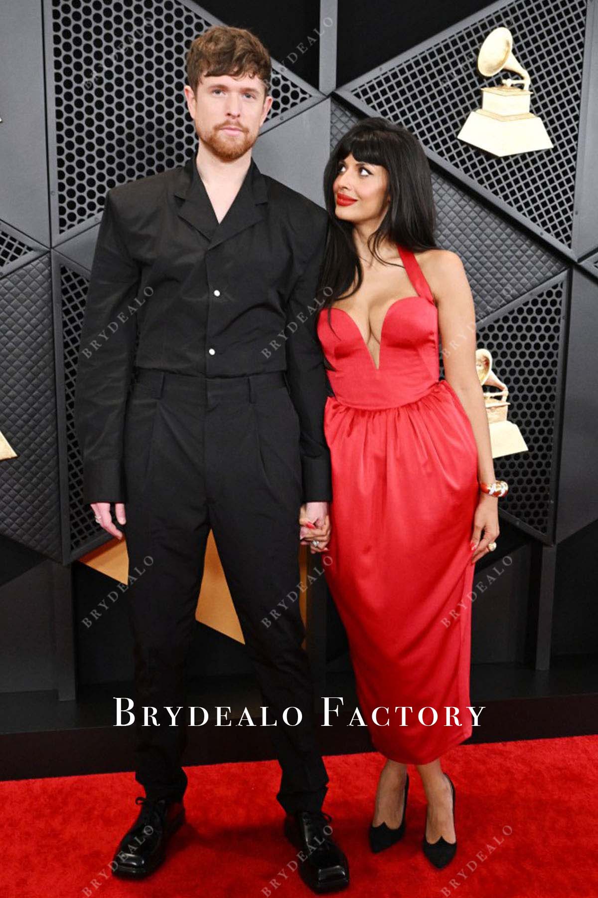 Jameela Jamil halter dress Grammys Red Carpet 2024