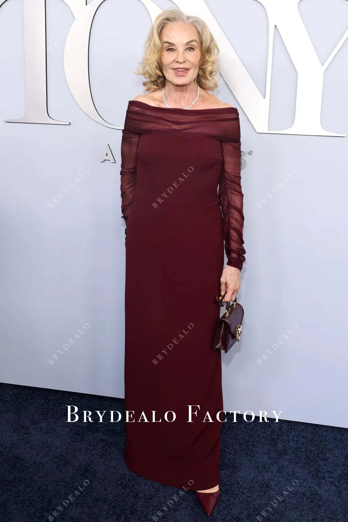 Jessica Lange Burgundy Dress 2024 Tony Awards