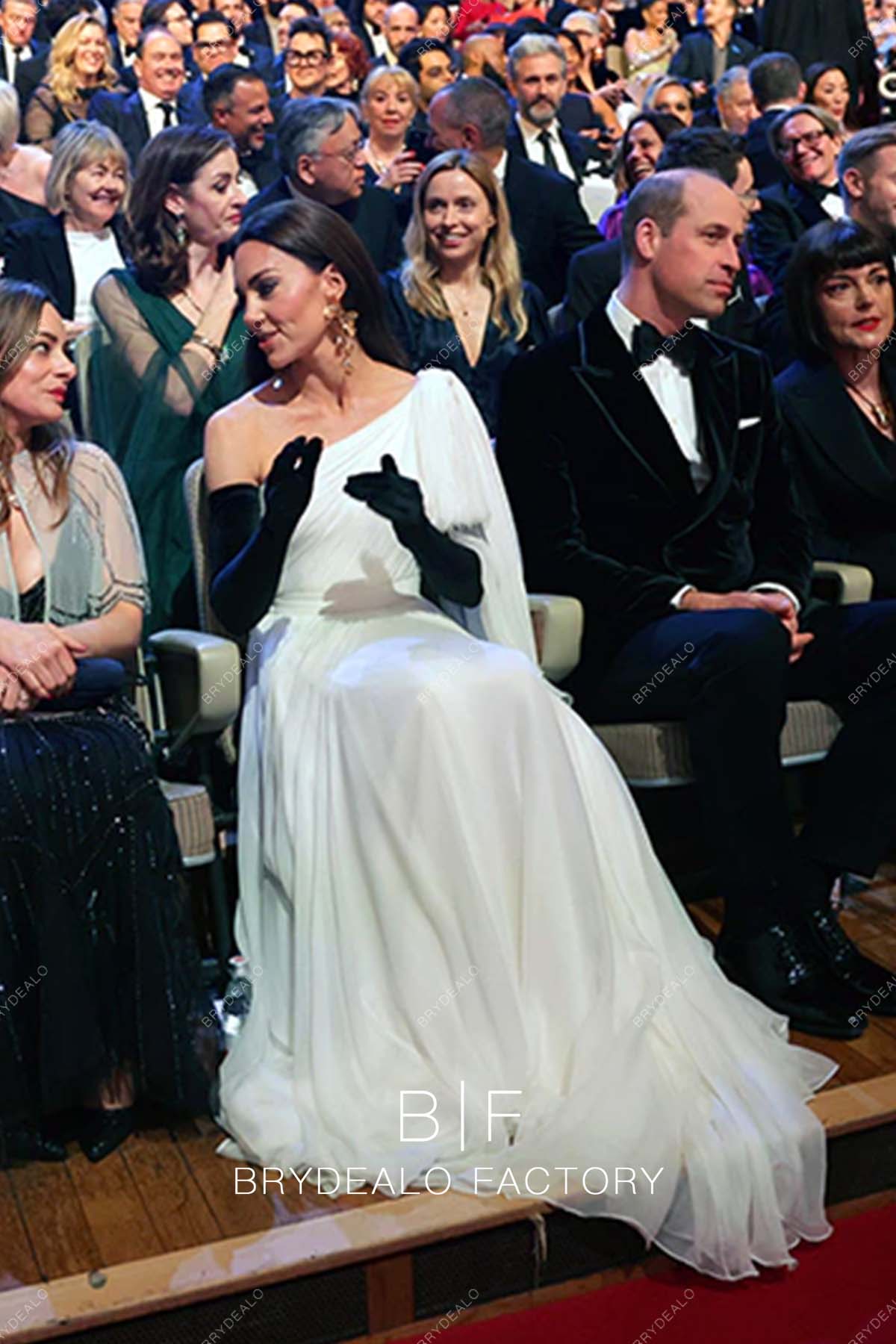 Kate Middleton White Chiffon A-line Long Celebrity Dress BAFTAs