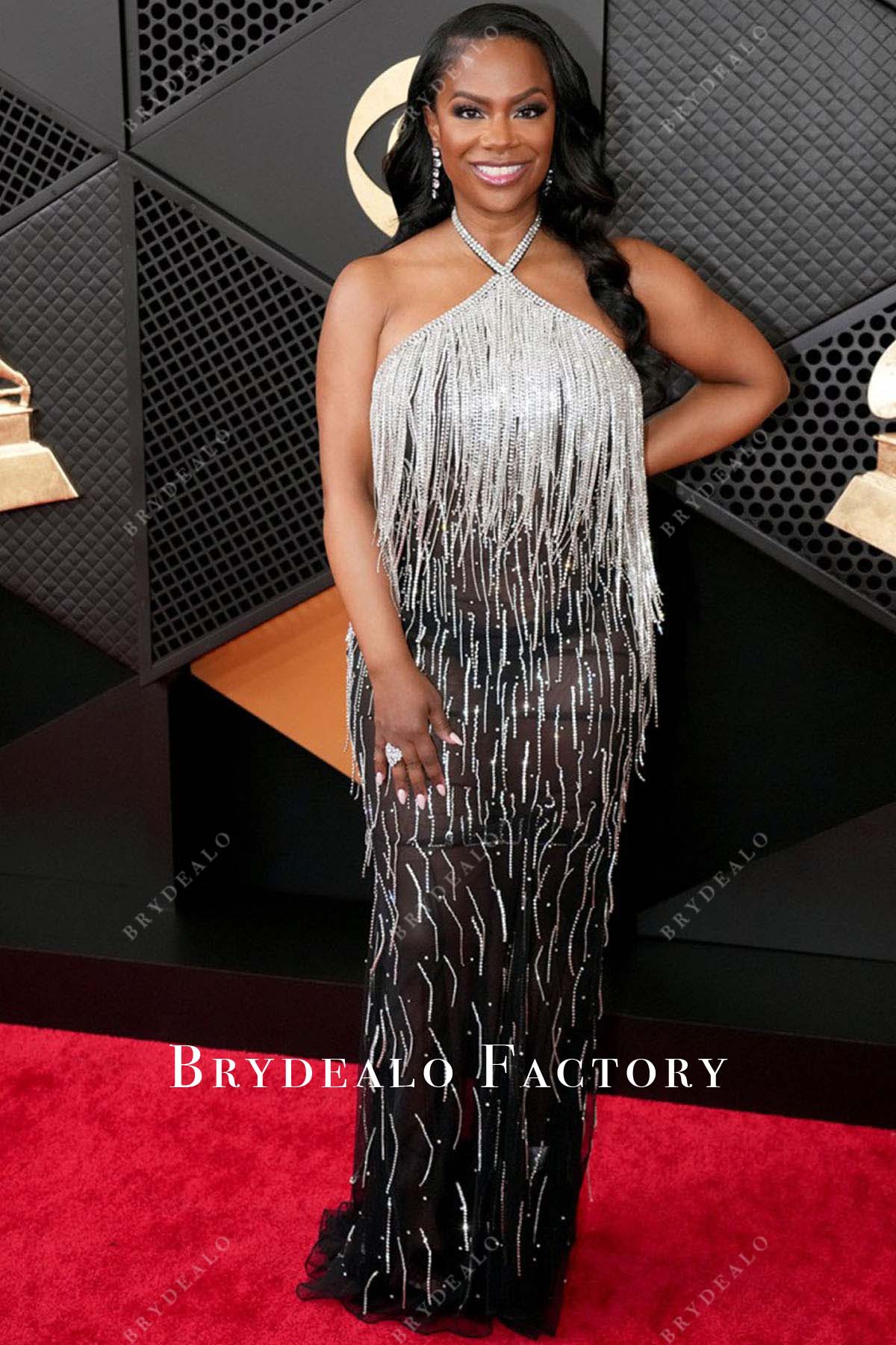 Kandi Burruss column dress 2024 Grammys Red Carpet 