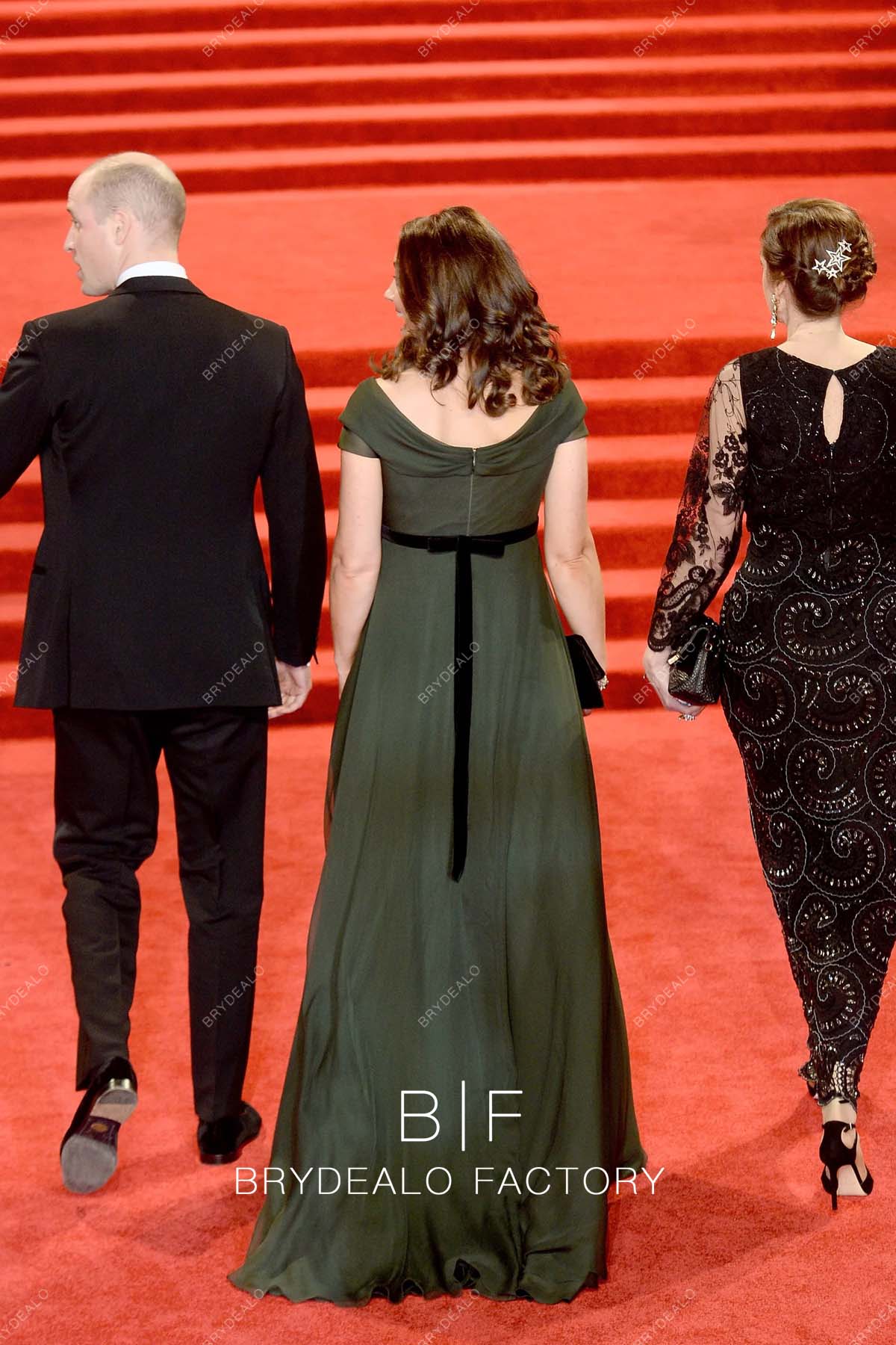 Kate Middleton Army Green Pregnancy Long Dress BAFTAs 2018