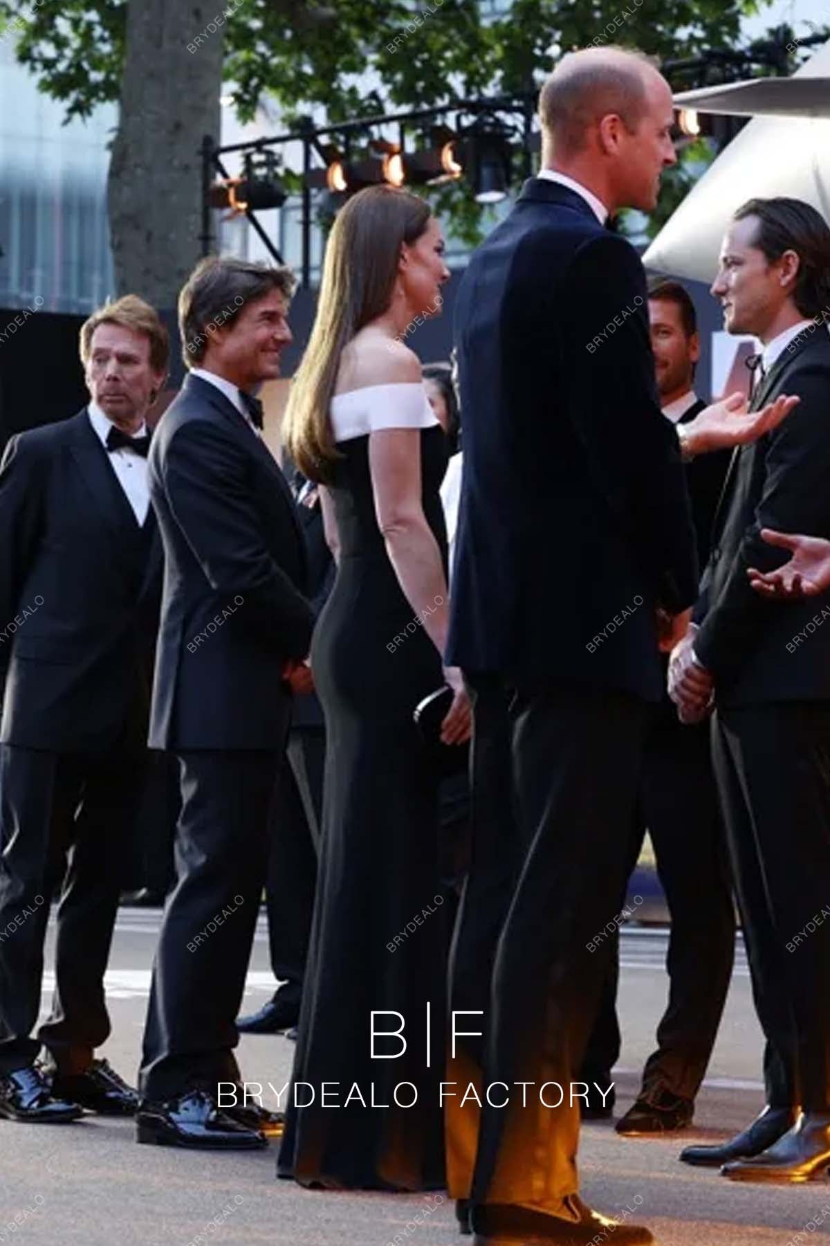 Kate Middleton Black White Off Shoulder Celebrity Elegant Dress