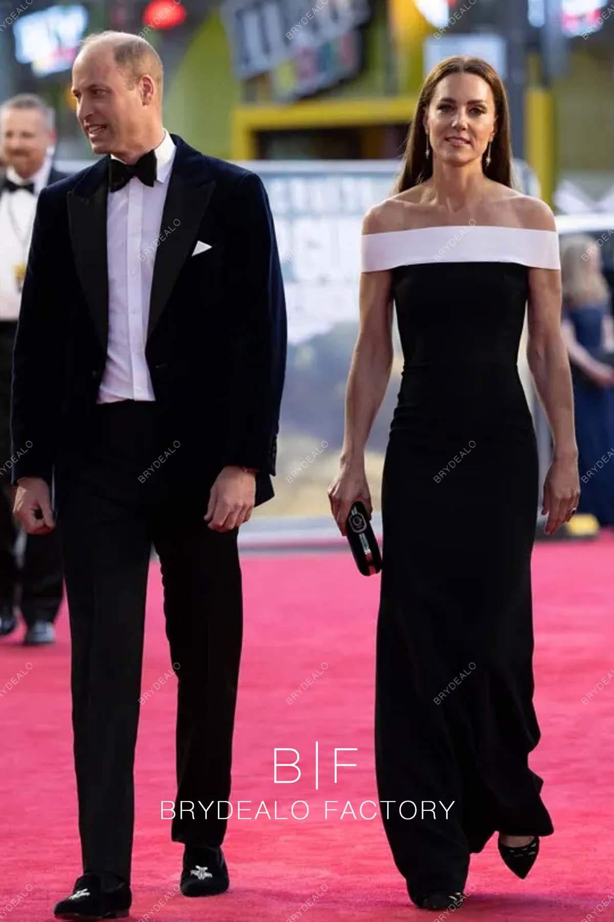 Kate Middleton Black White Long Celebrity Elegant Red Carpet Dress