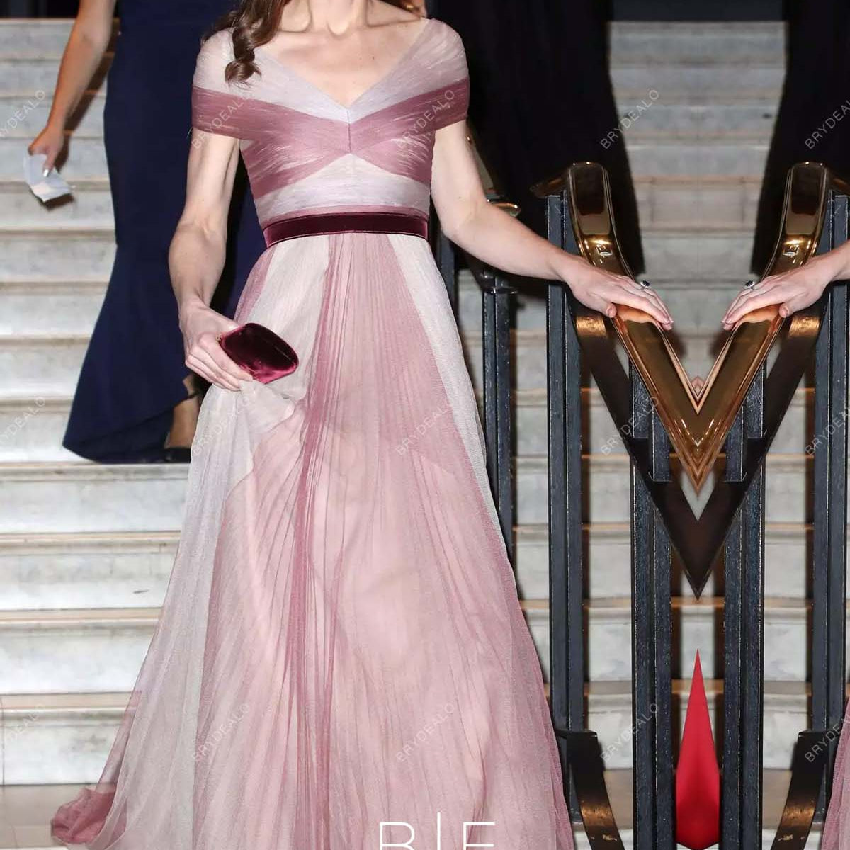 Kate Middleton Pink V-Neck A-Line Long Celebs Evening Prom Dress Kate Middleton Pink V-Neck A-Line Long Celebs Evening Prom Dress