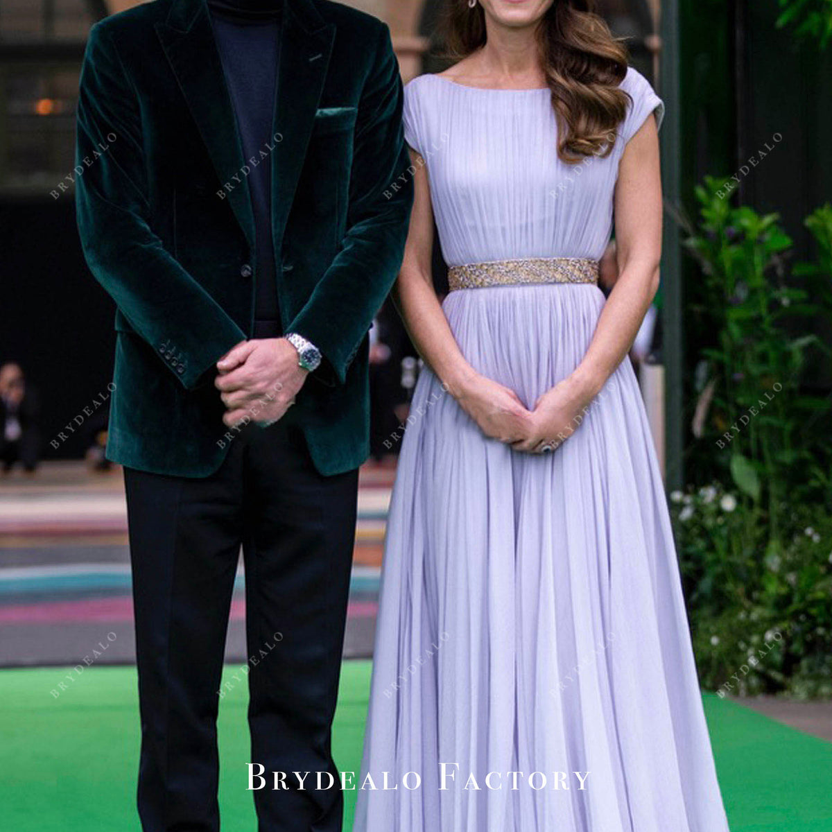 Kate Middleton Lilac Chiffon A-line Long Celebrity Evening Prom Dress